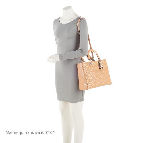 Dior Patent Leather Lady Dior Large Tote (SHF-2qzbI4)