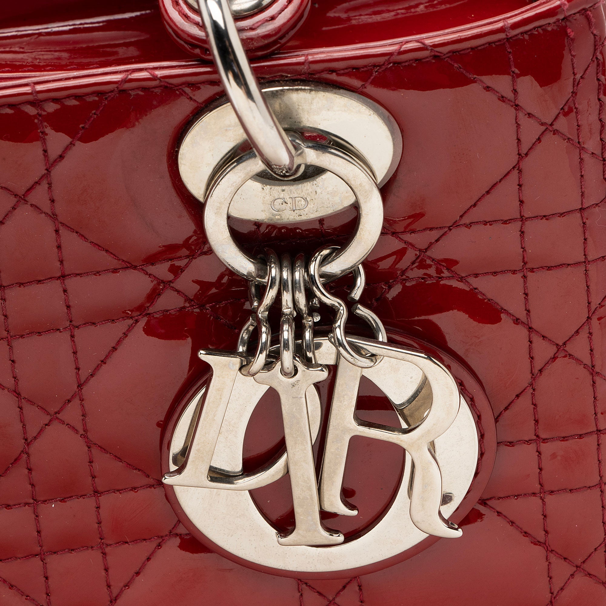 Dior Patent Leather Lady Dior Medium Tote (SHF-KM7Orb)
