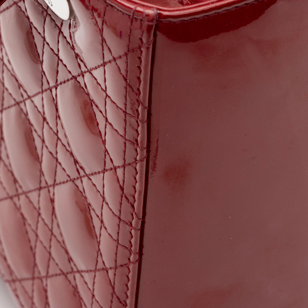 Dior Patent Leather Lady Dior Medium Tote (SHF-KM7Orb)