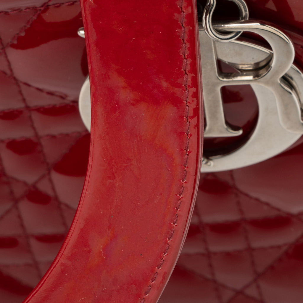 Dior Patent Leather Lady Dior Medium Tote (SHF-KM7Orb)