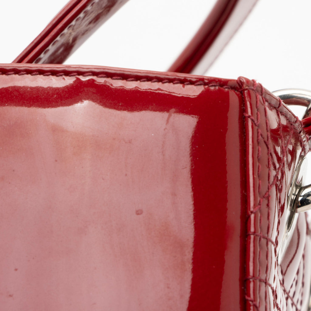 Dior Patent Leather Lady Dior Medium Tote (SHF-KM7Orb)