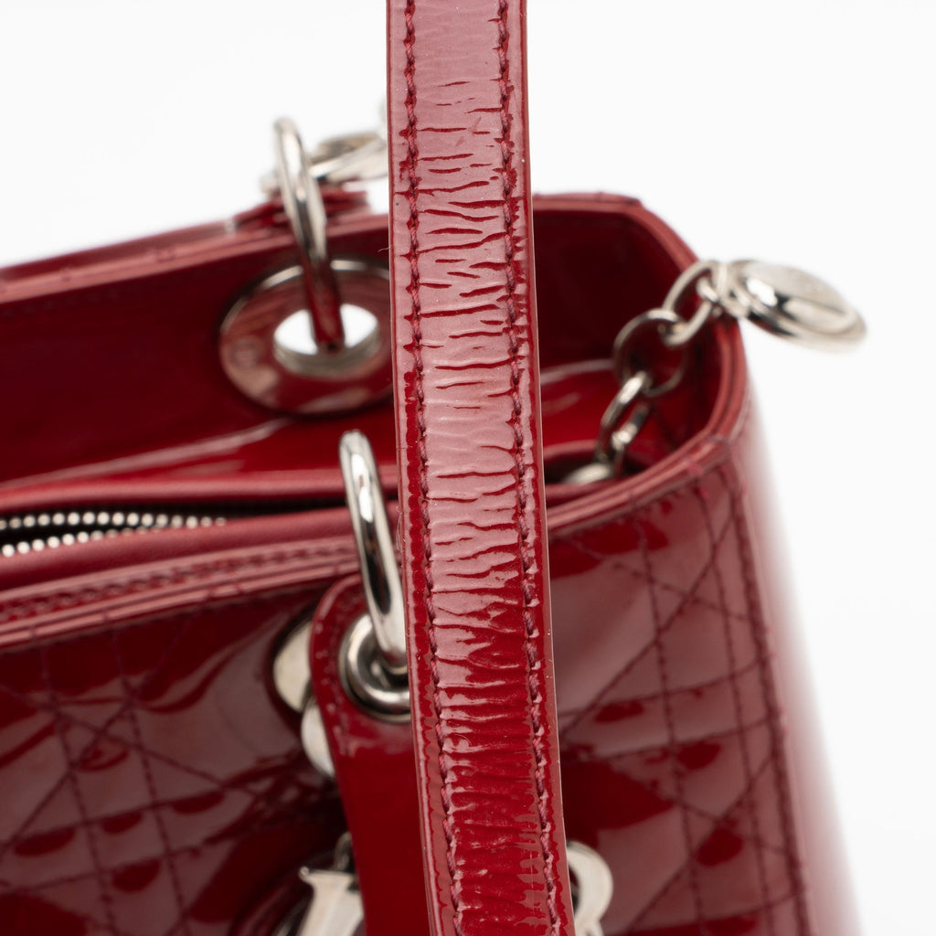 Dior Patent Leather Lady Dior Medium Tote (SHF-KM7Orb)