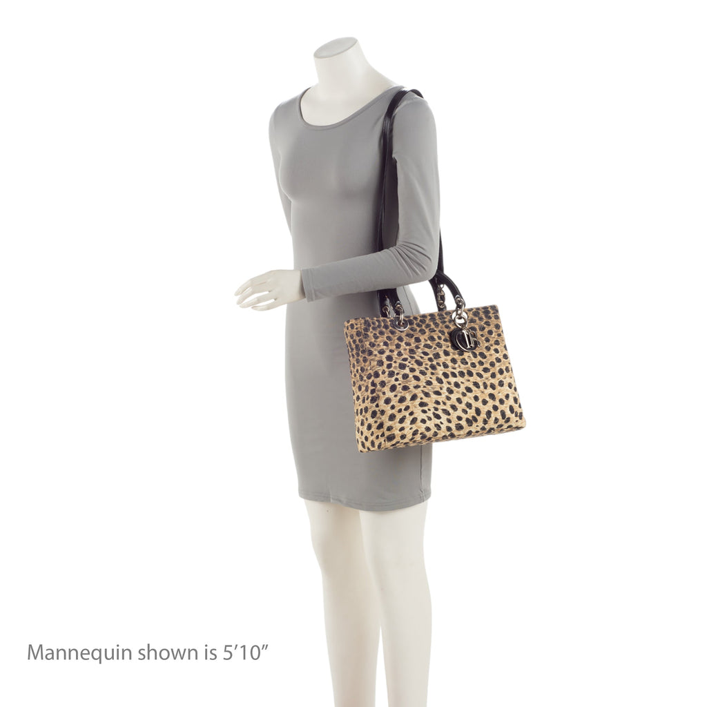 Dior Vintage Canvas Leopard Lady Dior Large Tote (SHF-ec5zqj)