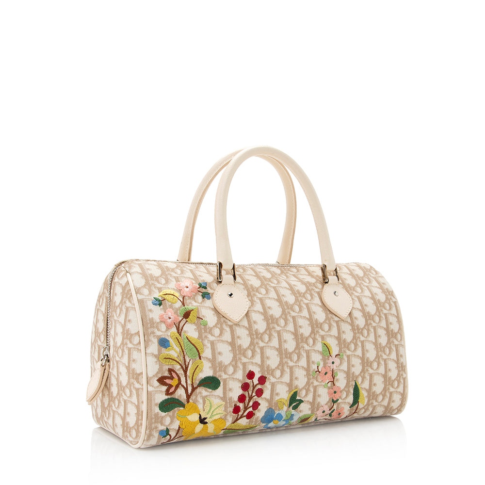 Dior Vintage Embroidered Flowers Satchel (SHF-21051)