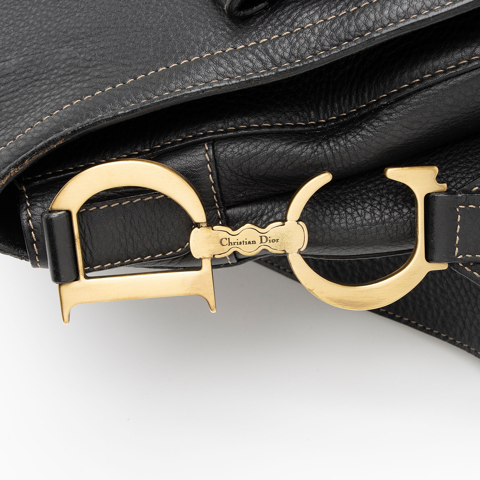 Dior Vintage Leather Baudrier Saddle Bag (SHF-uAI7sS)