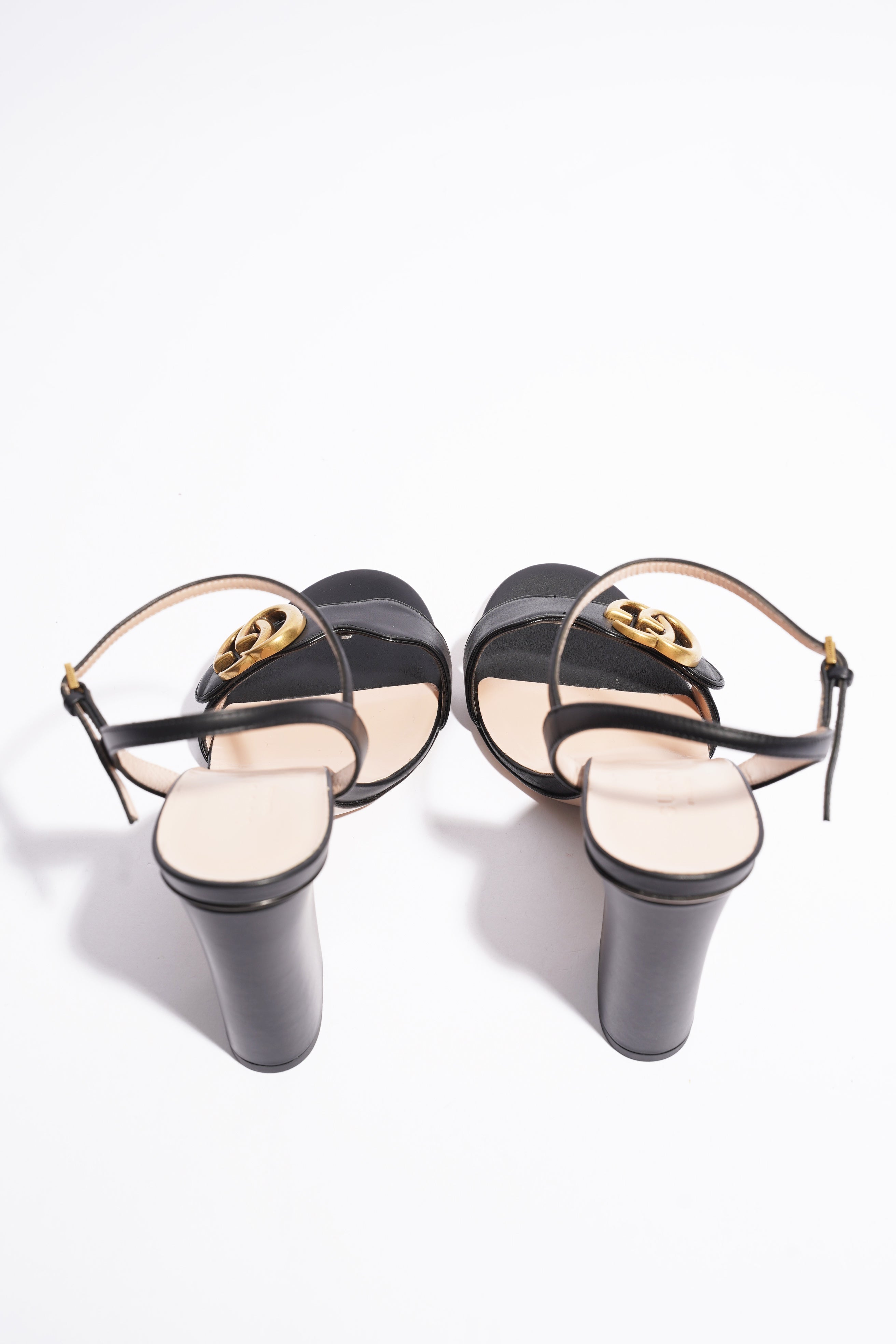 Gucci Marmont Sandal 105 Black / Beige Leather EU 38 UK 5