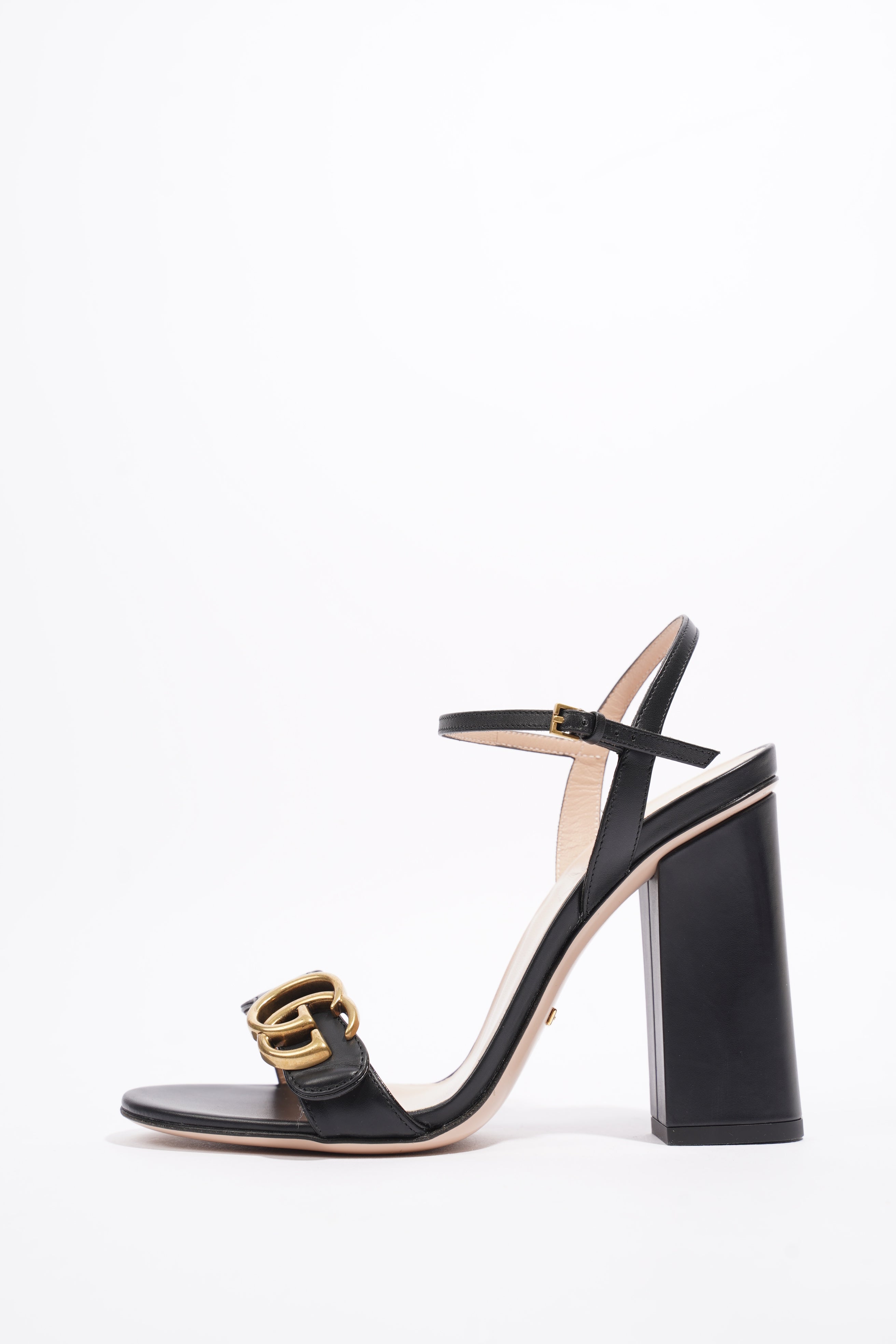 Gucci Marmont Sandal 105 Black / Beige Leather EU 38 UK 5