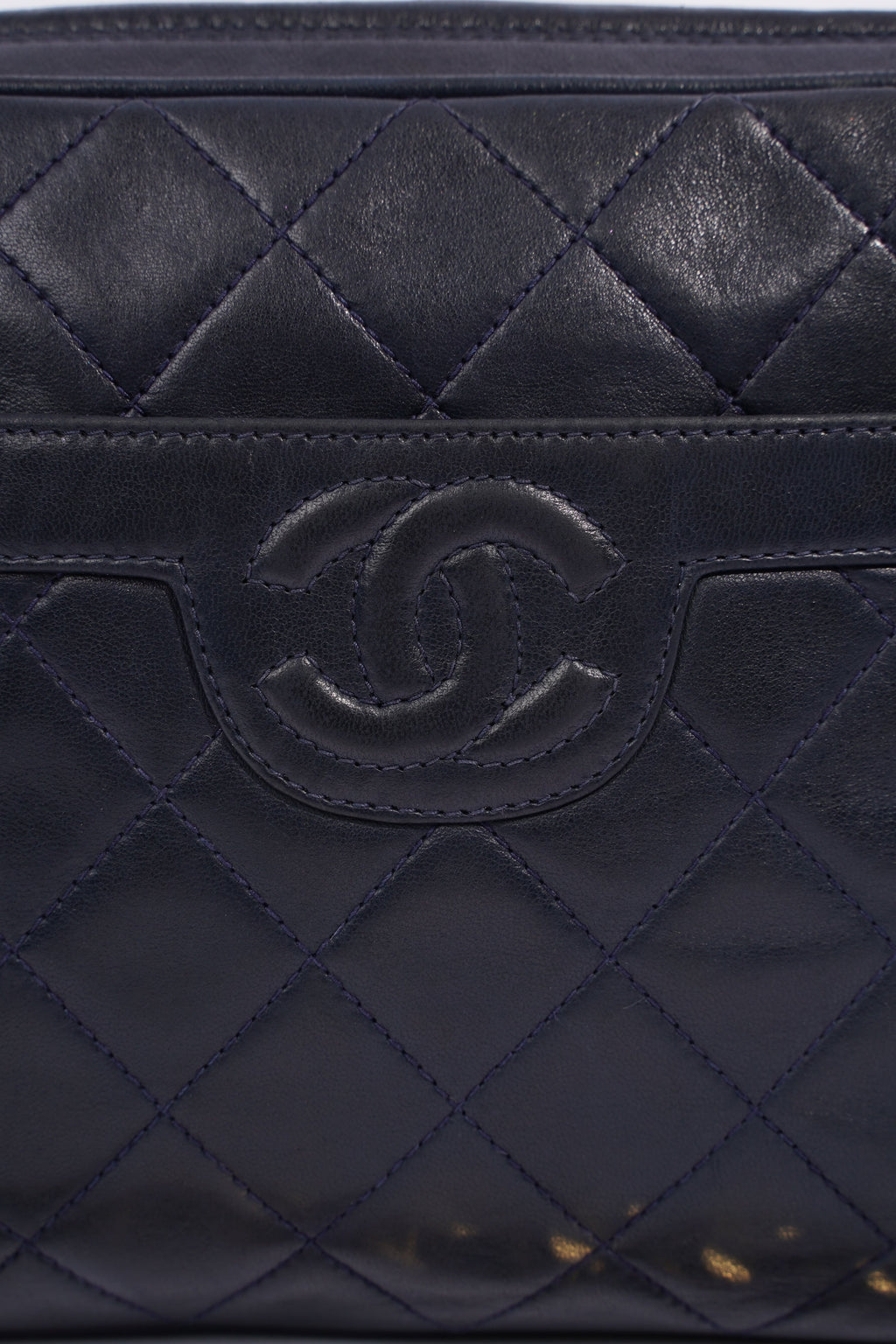 Chanel Camera Tassel Navy Lambskin Leather