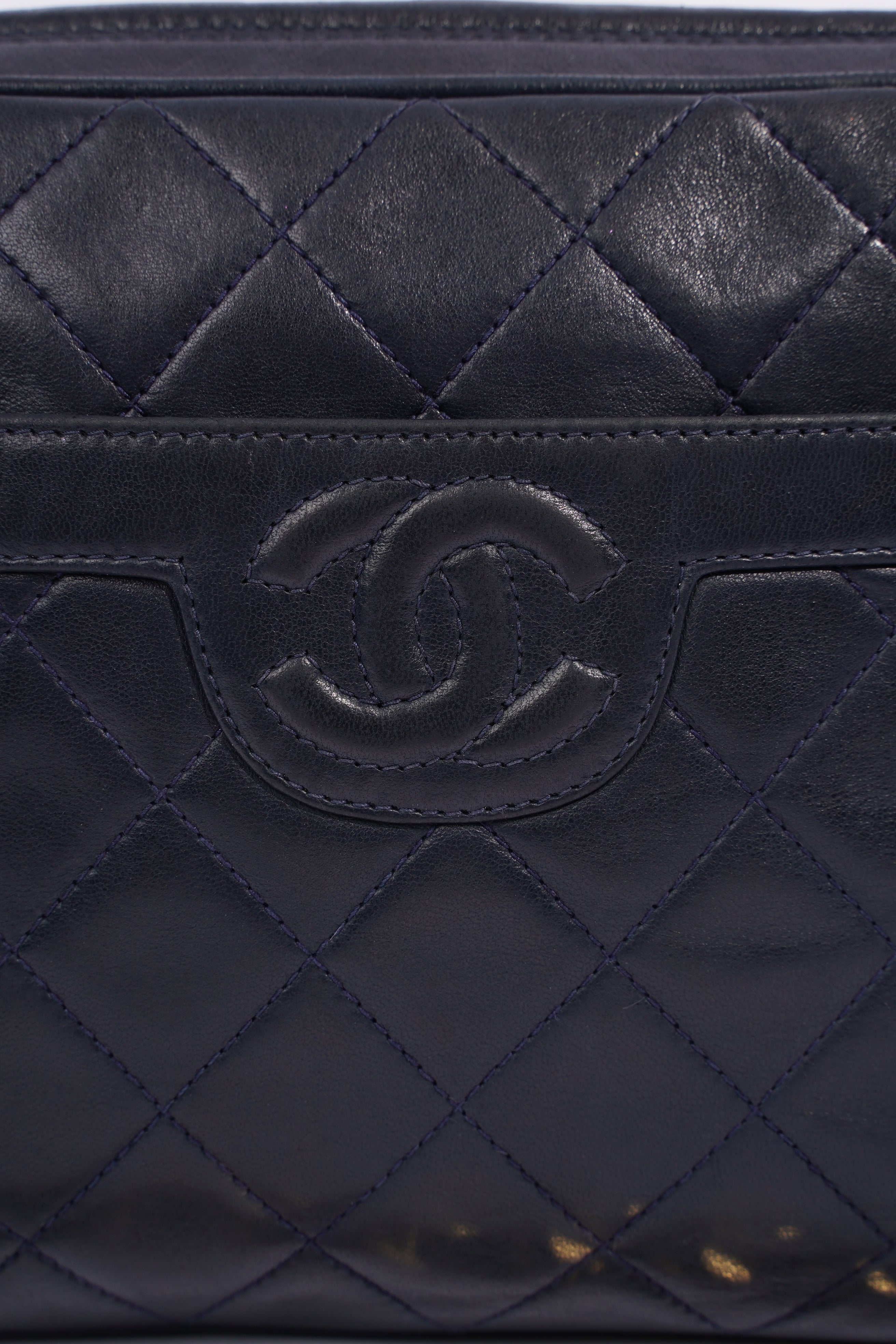 Chanel Camera Tassel Navy Lambskin Leather