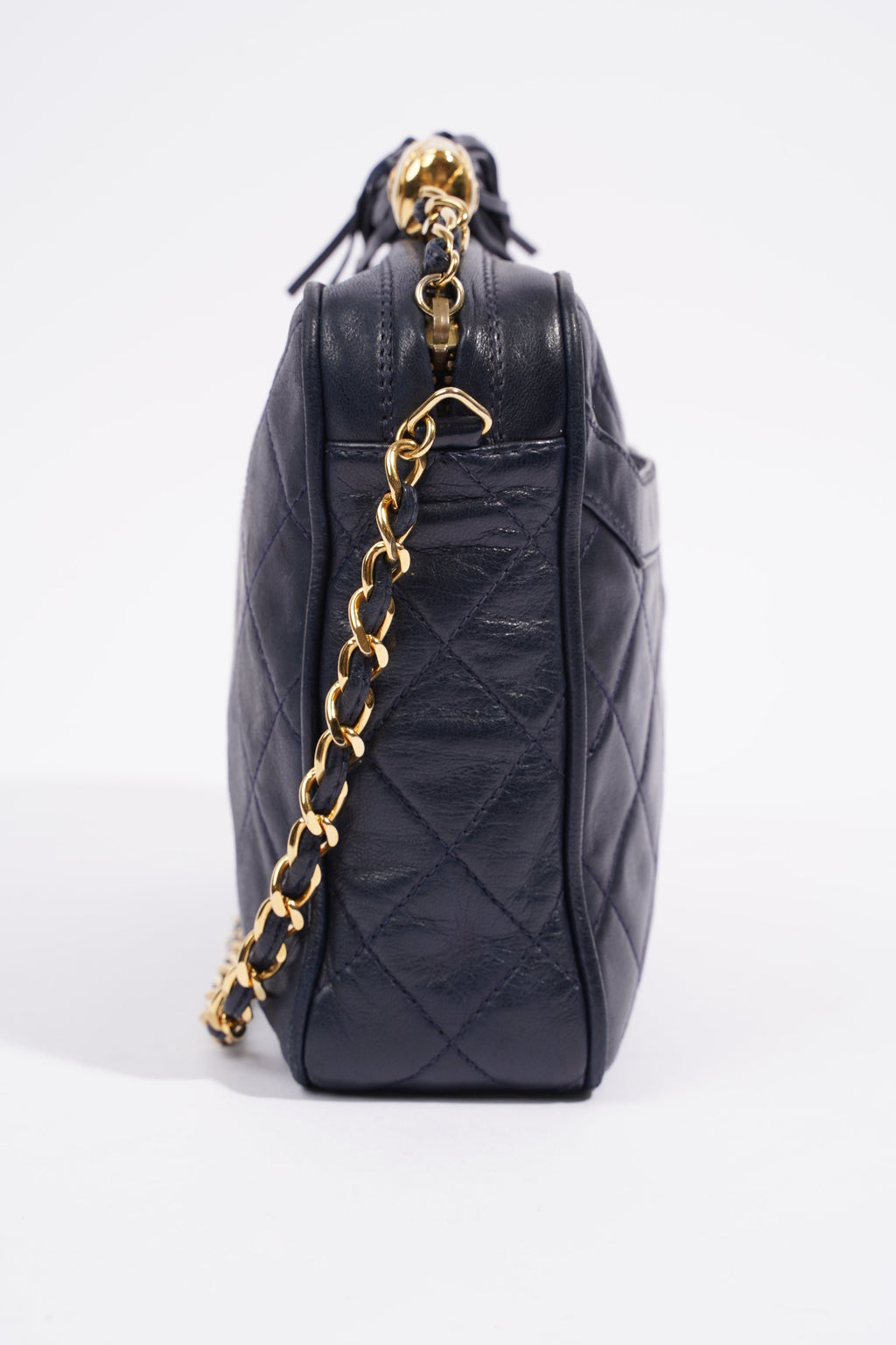 Chanel Camera Tassel Navy Lambskin Leather