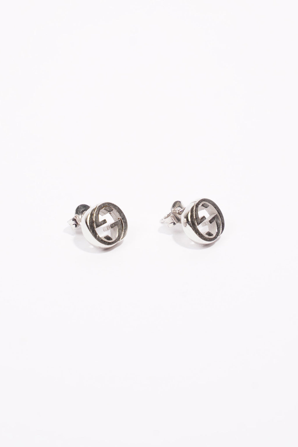 Gucci Interlocking G Earrings Silver Silver Sterling