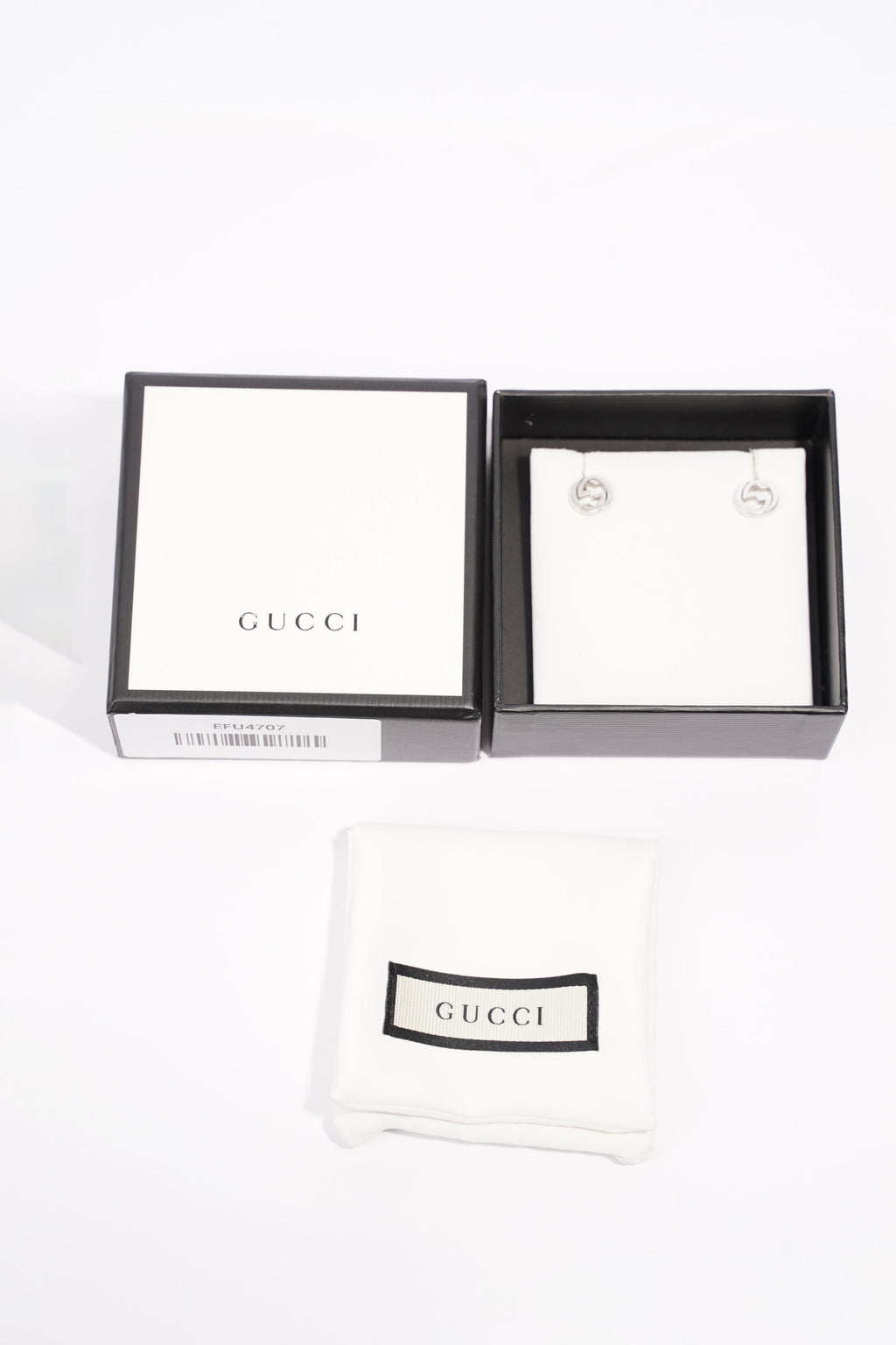 Gucci Interlocking G Earrings Silver Silver Sterling