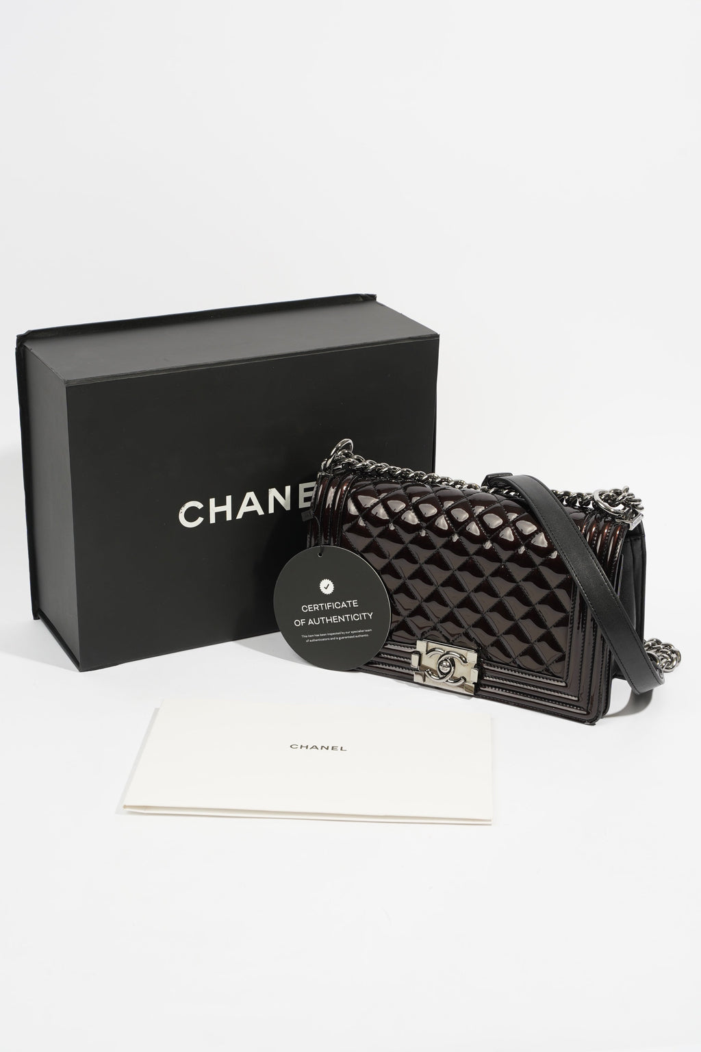 Chanel Boy Chocolate Brown Patent Leather