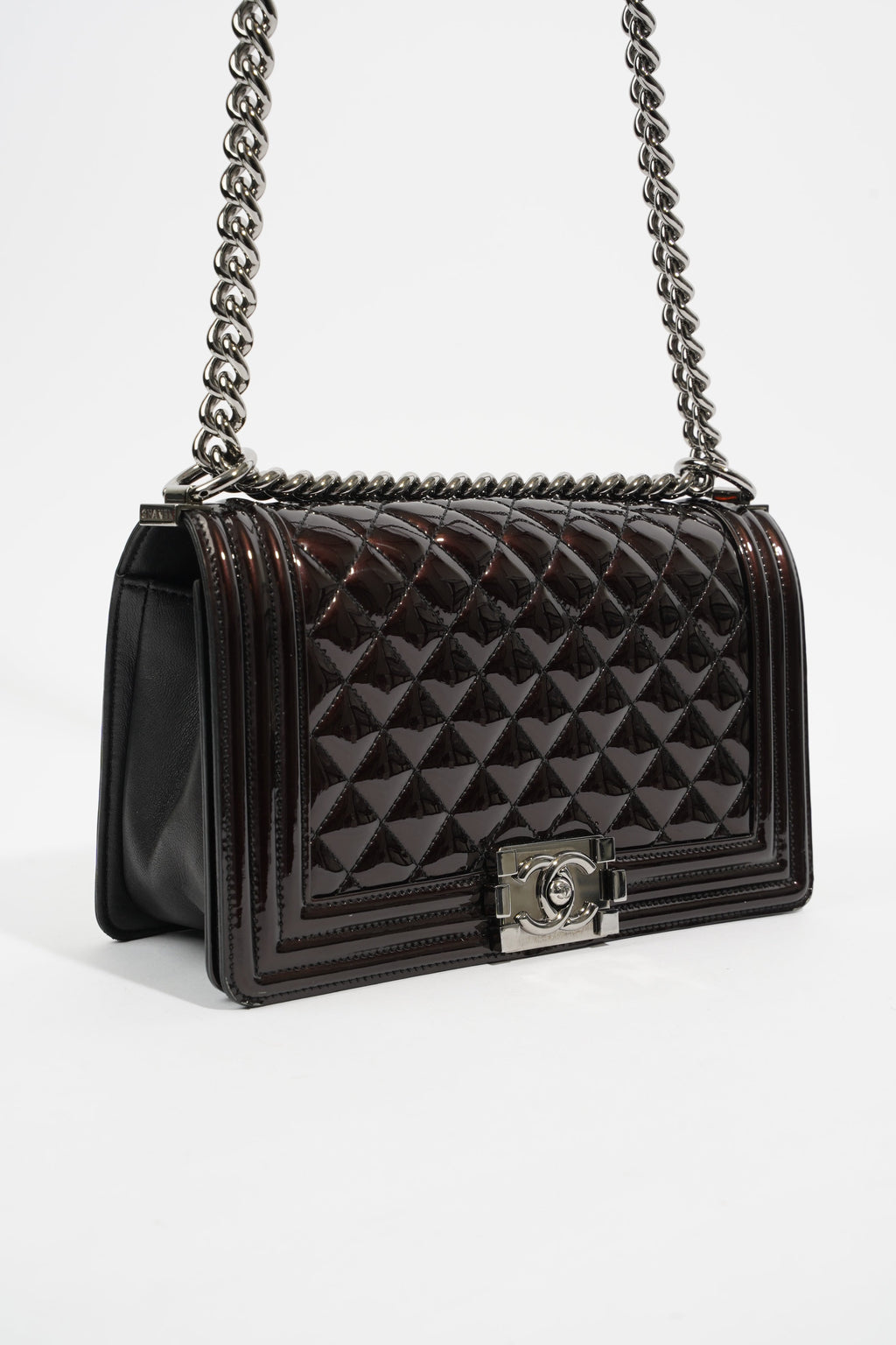 Chanel Boy Chocolate Brown Patent Leather