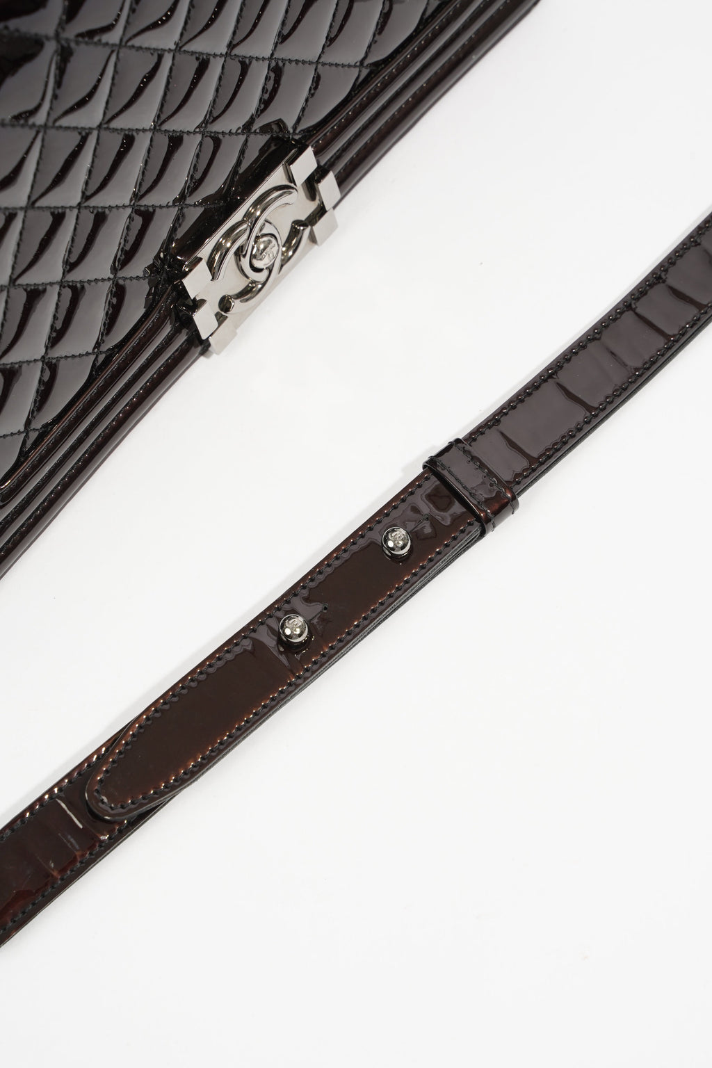 Chanel Boy Chocolate Brown Patent Leather