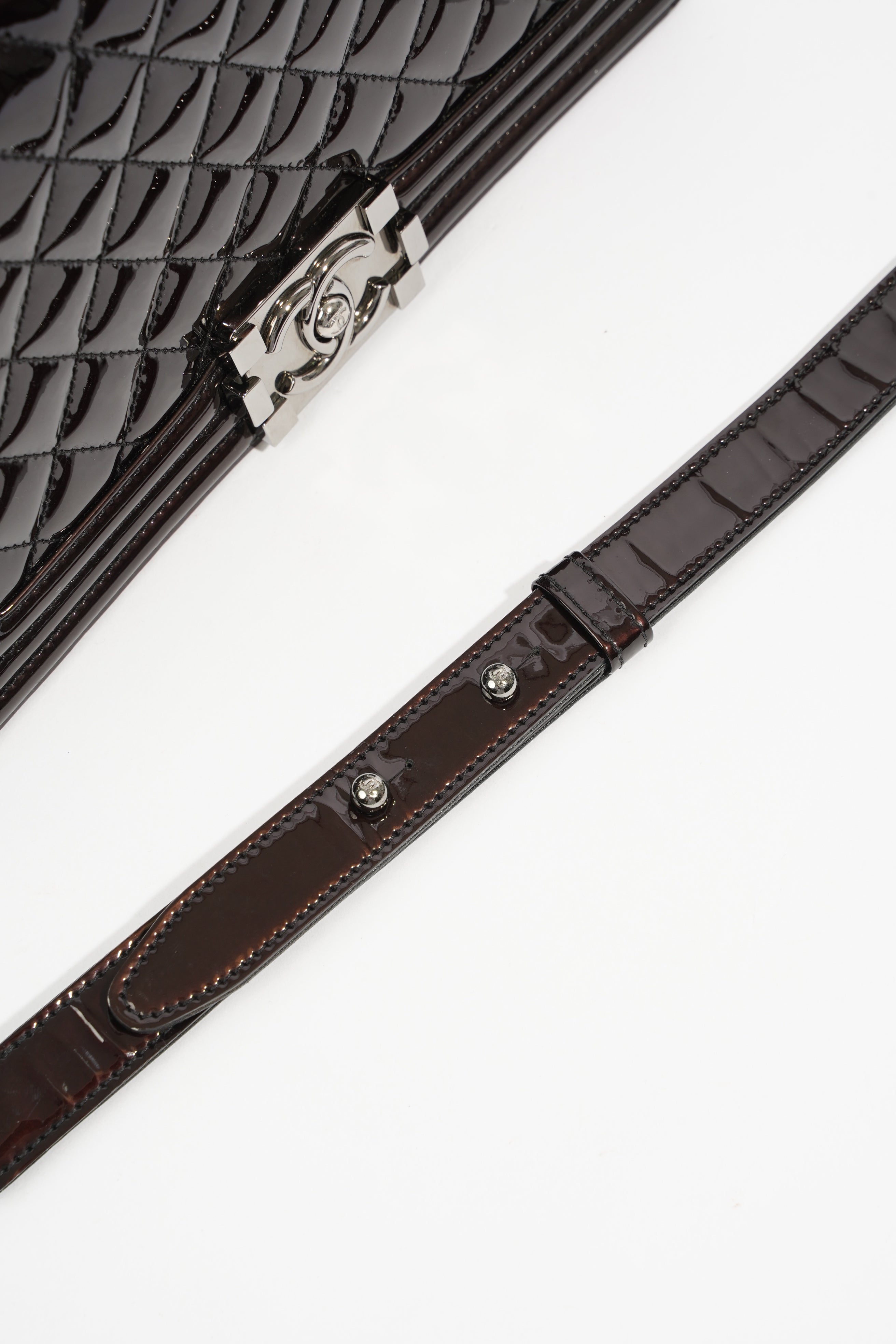 Chanel Boy Chocolate Brown Patent Leather