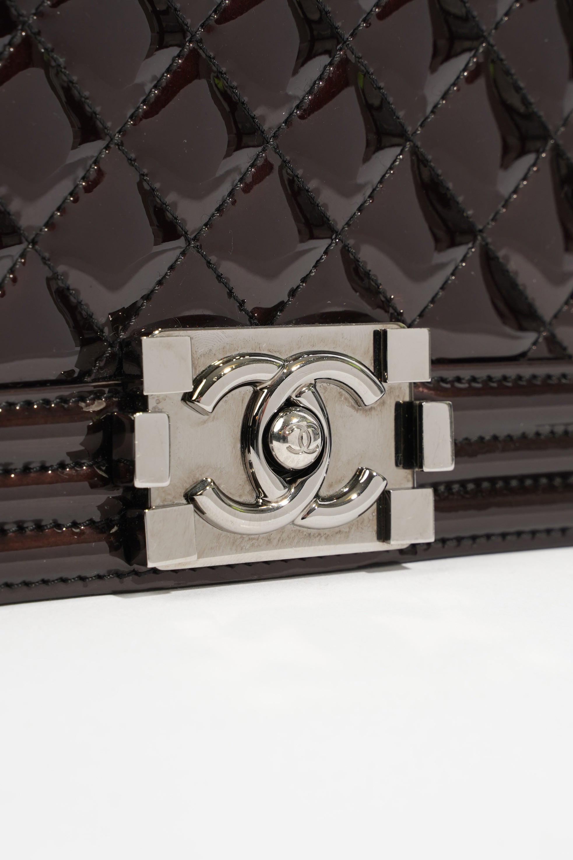 Chanel Boy Chocolate Brown Patent Leather