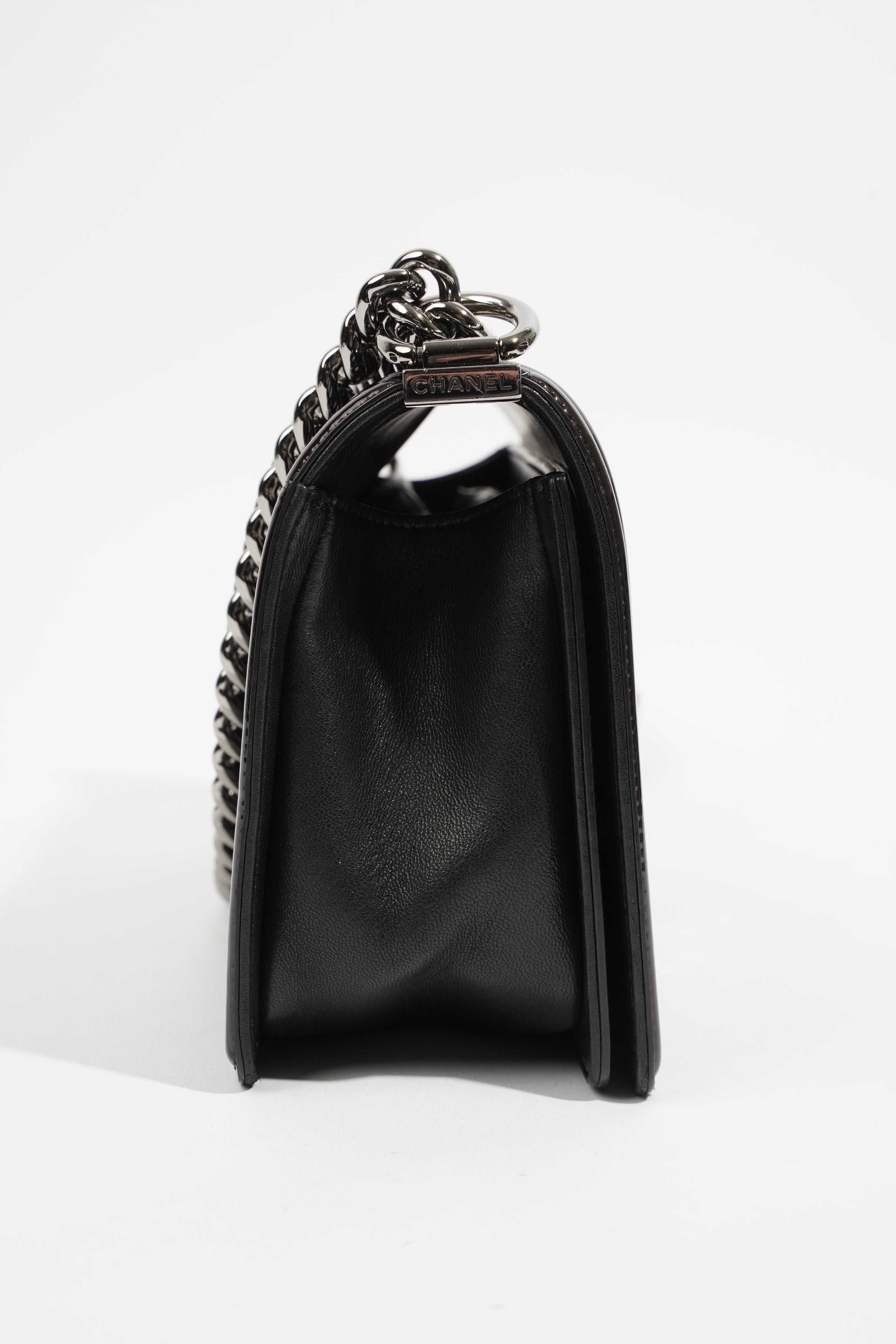 Chanel Boy Chocolate Brown Patent Leather