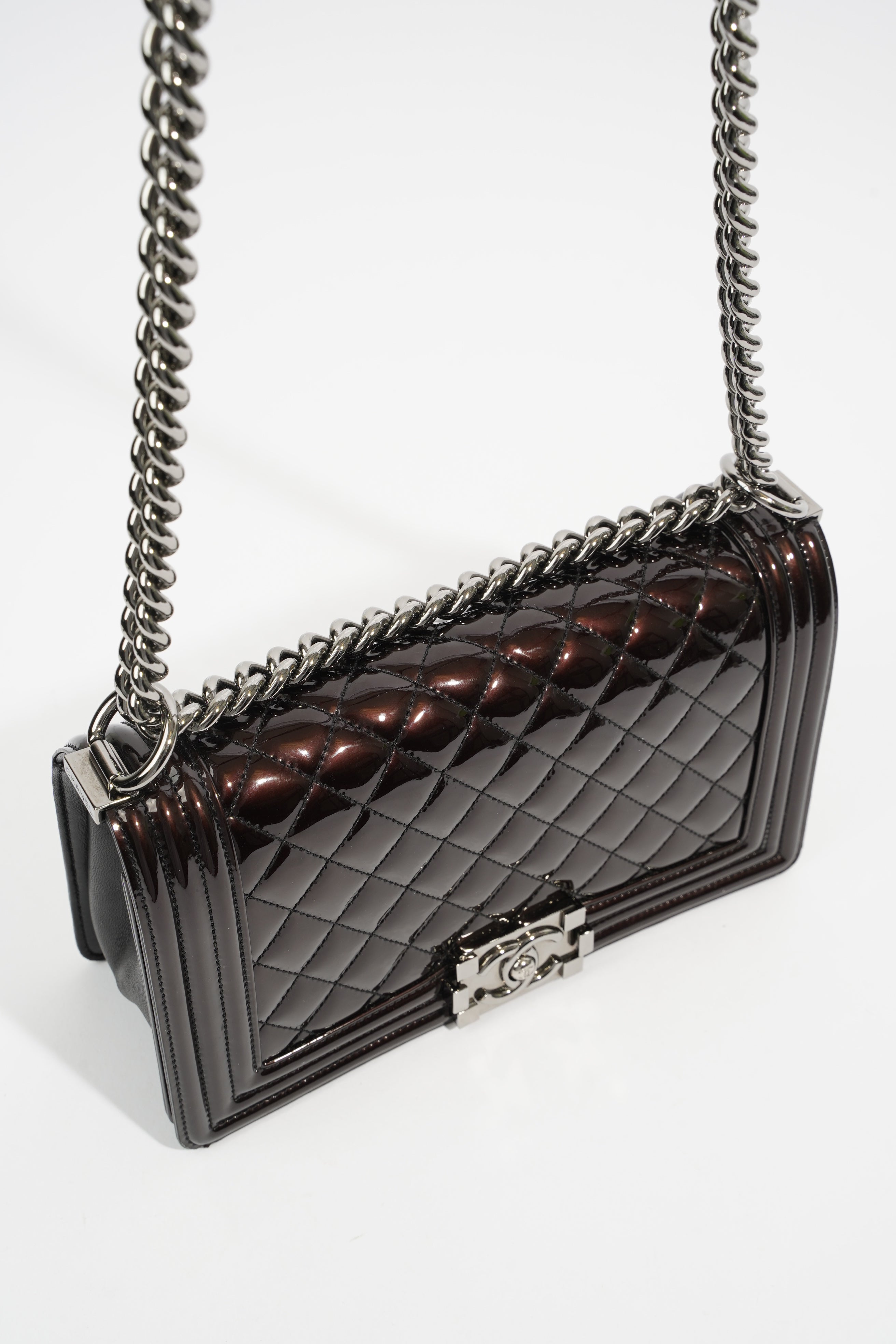 Chanel Boy Chocolate Brown Patent Leather
