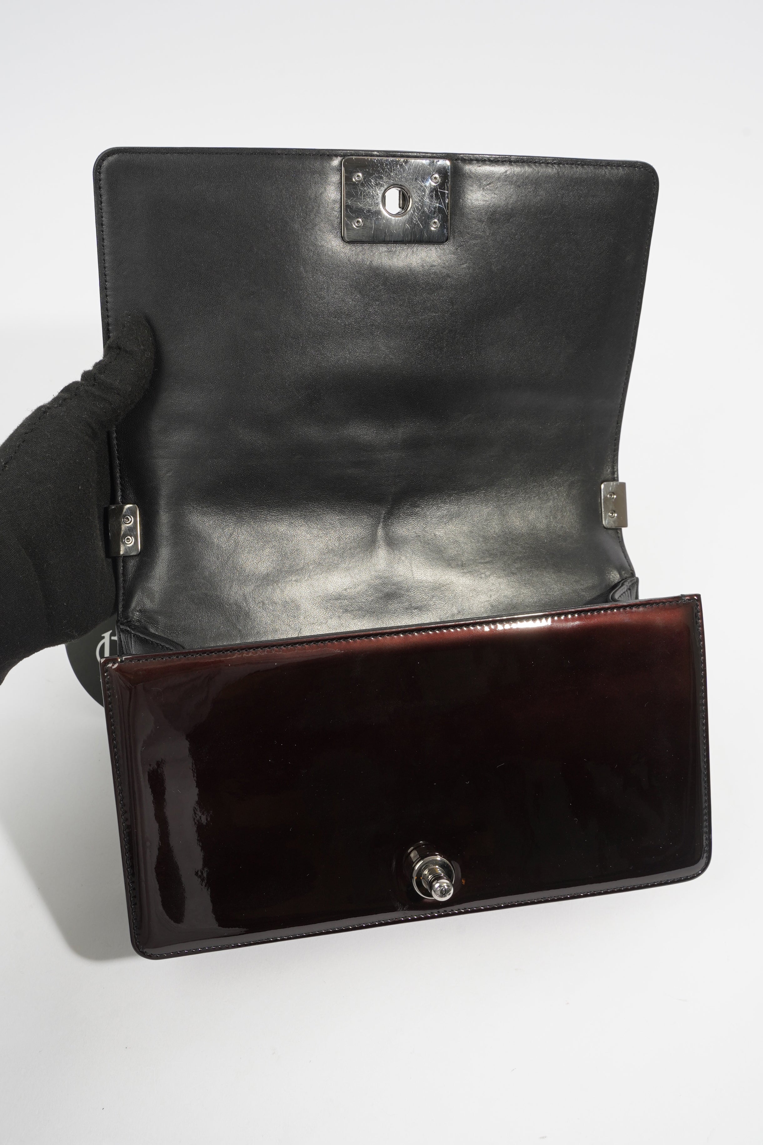 Chanel Boy Chocolate Brown Patent Leather