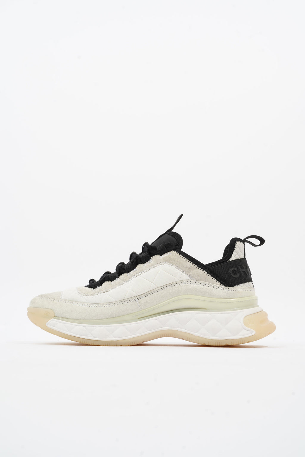 Chanel CC Logo Runners White / Cream / Black Suede EU 39.5 UK 6.5
