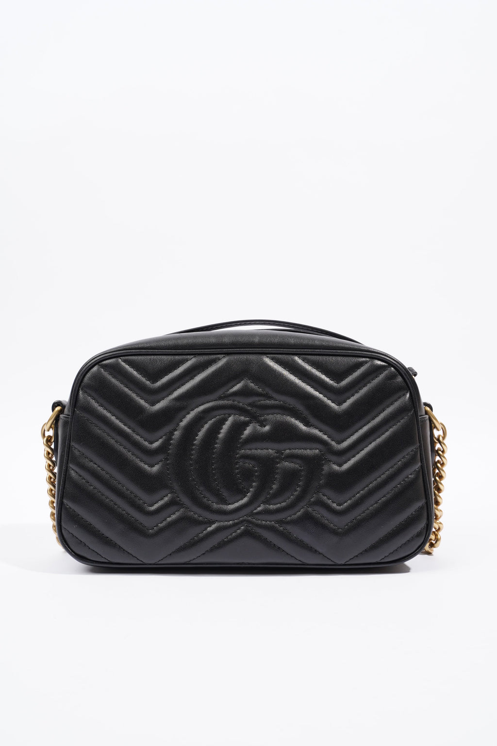Gucci GG Marmont Zip Black Matelasse Leather Small