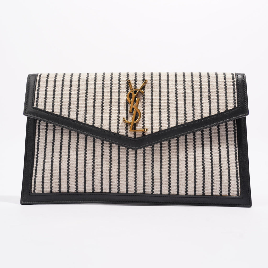 Saint Laurent Uptown Pouch Beige / Black Canvas