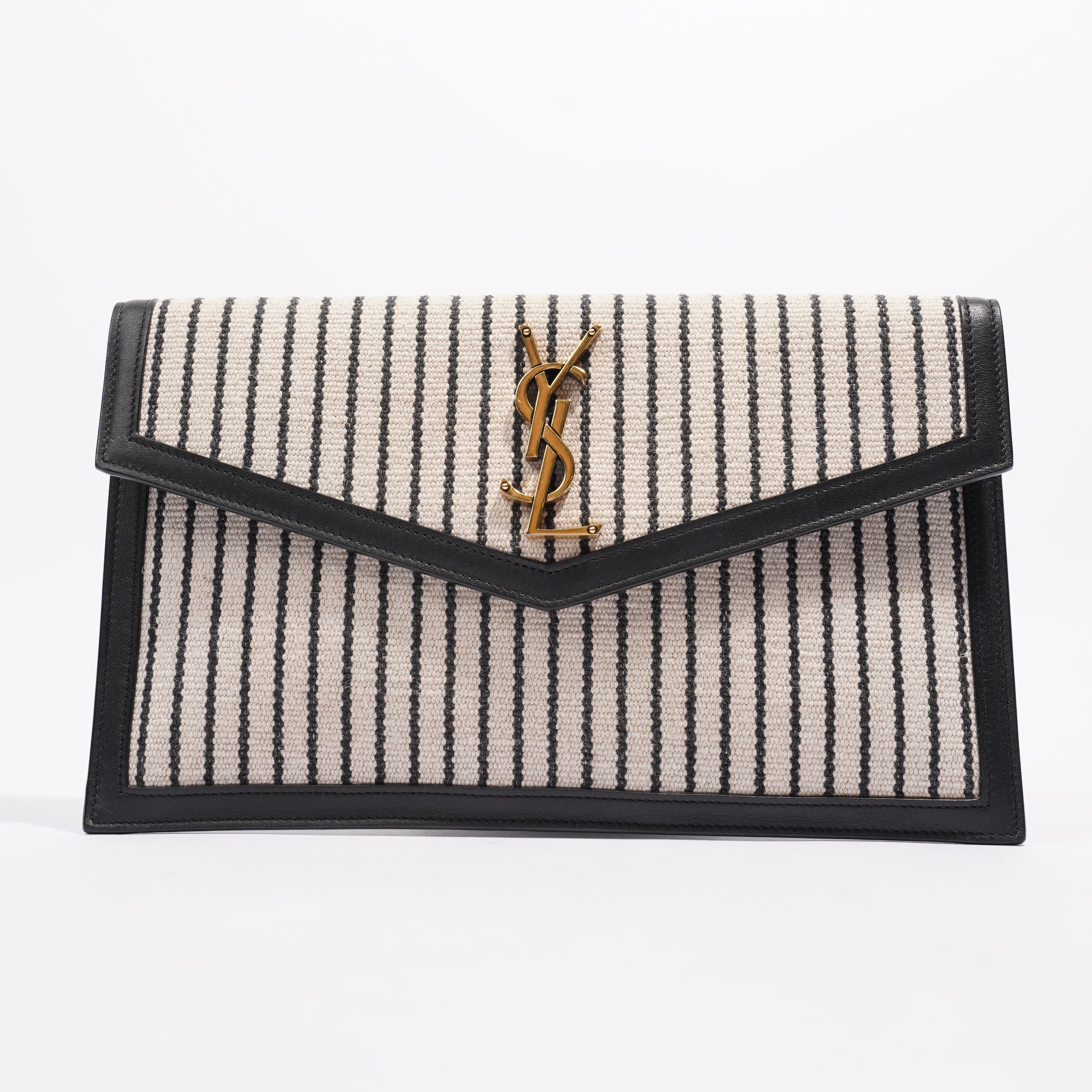 Saint Laurent Uptown Pouch Beige / Black Canvas