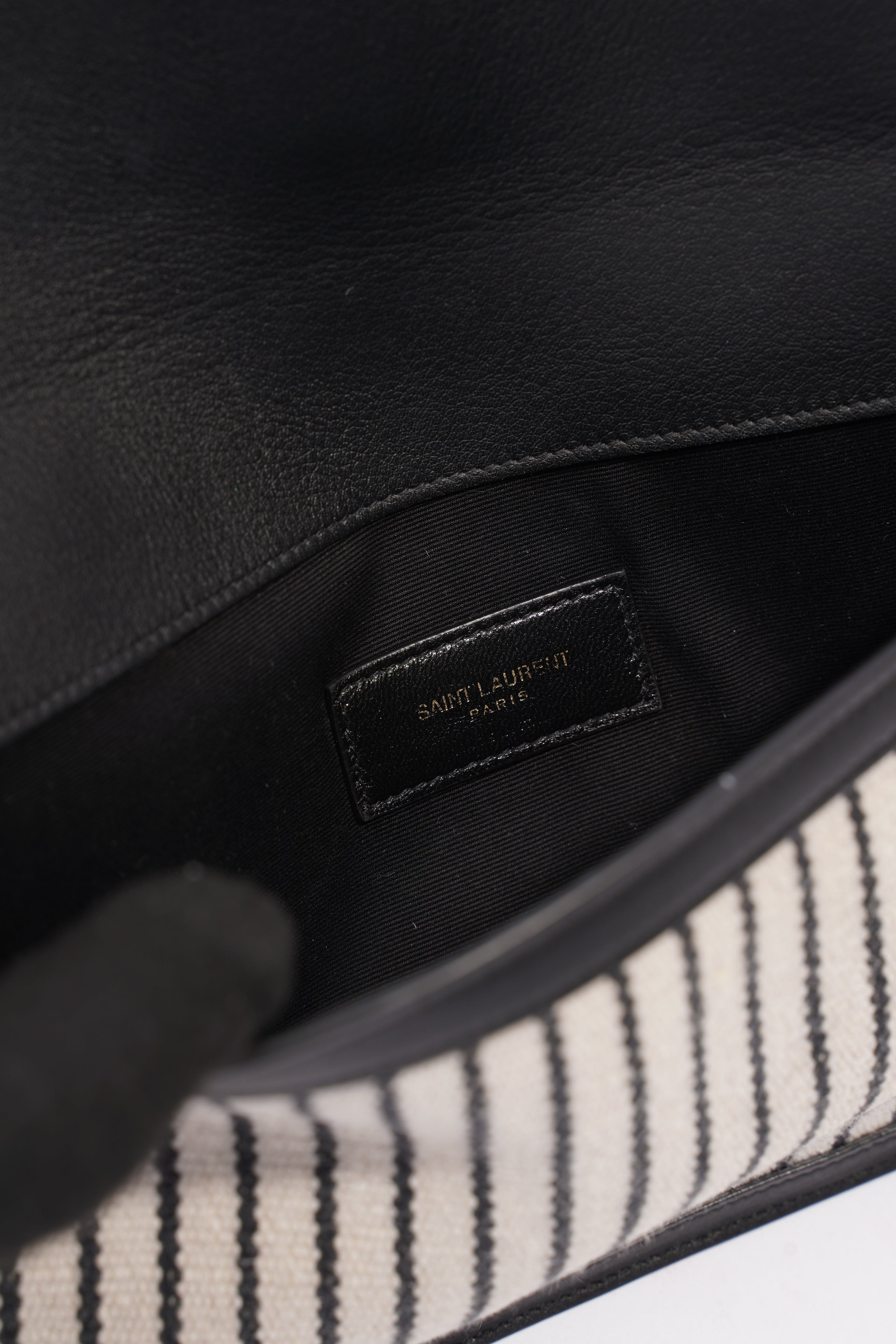Saint Laurent Uptown Pouch Beige / Black Canvas