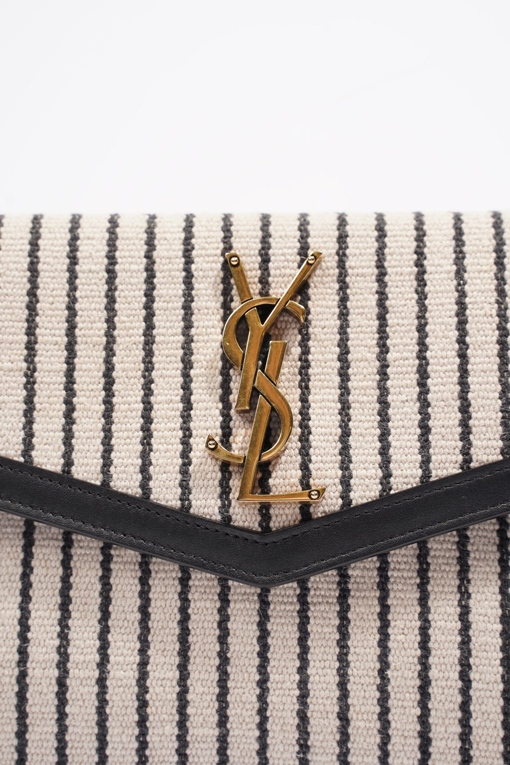 Saint Laurent Uptown Pouch Beige / Black Canvas