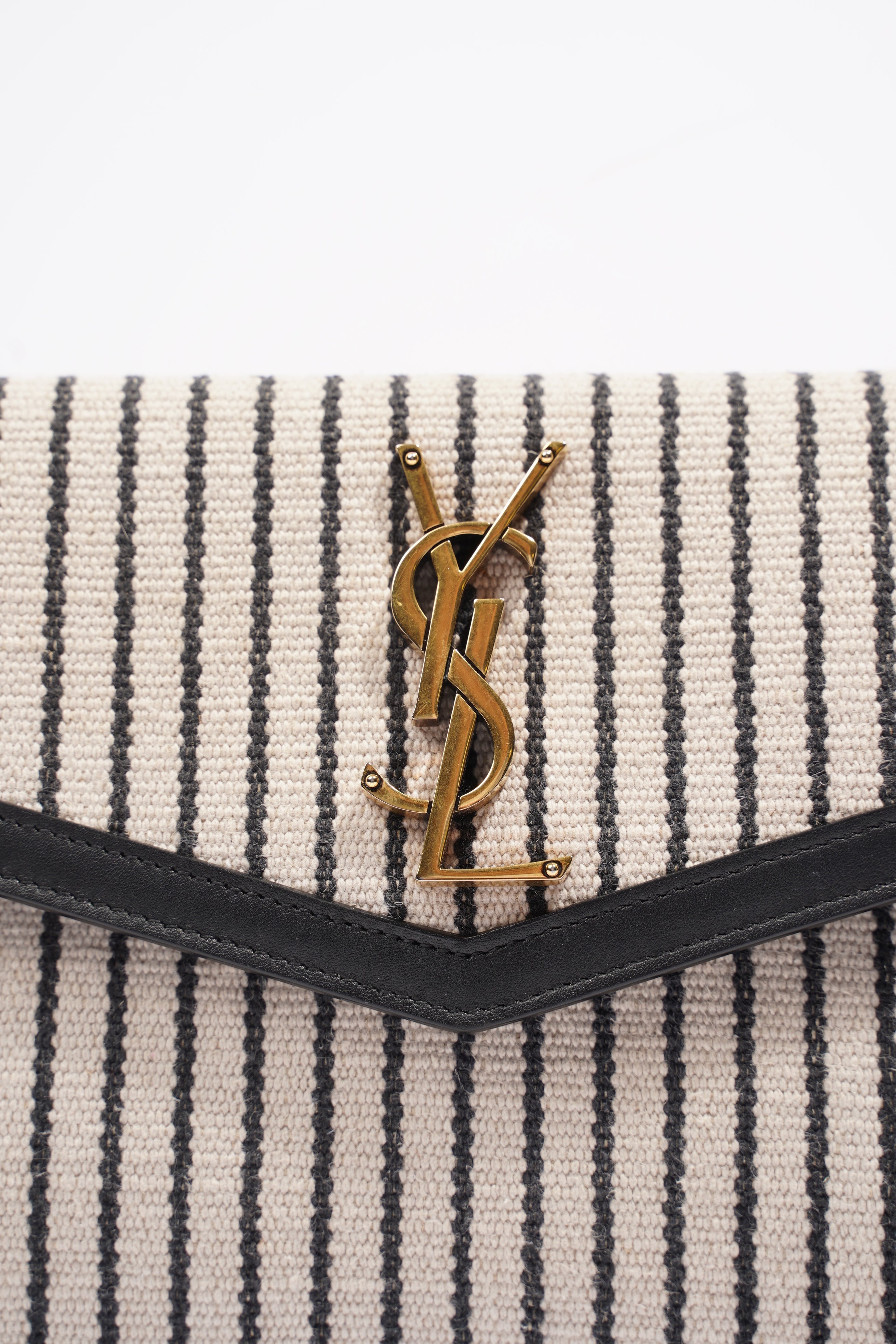 Saint Laurent Uptown Pouch Beige / Black Canvas