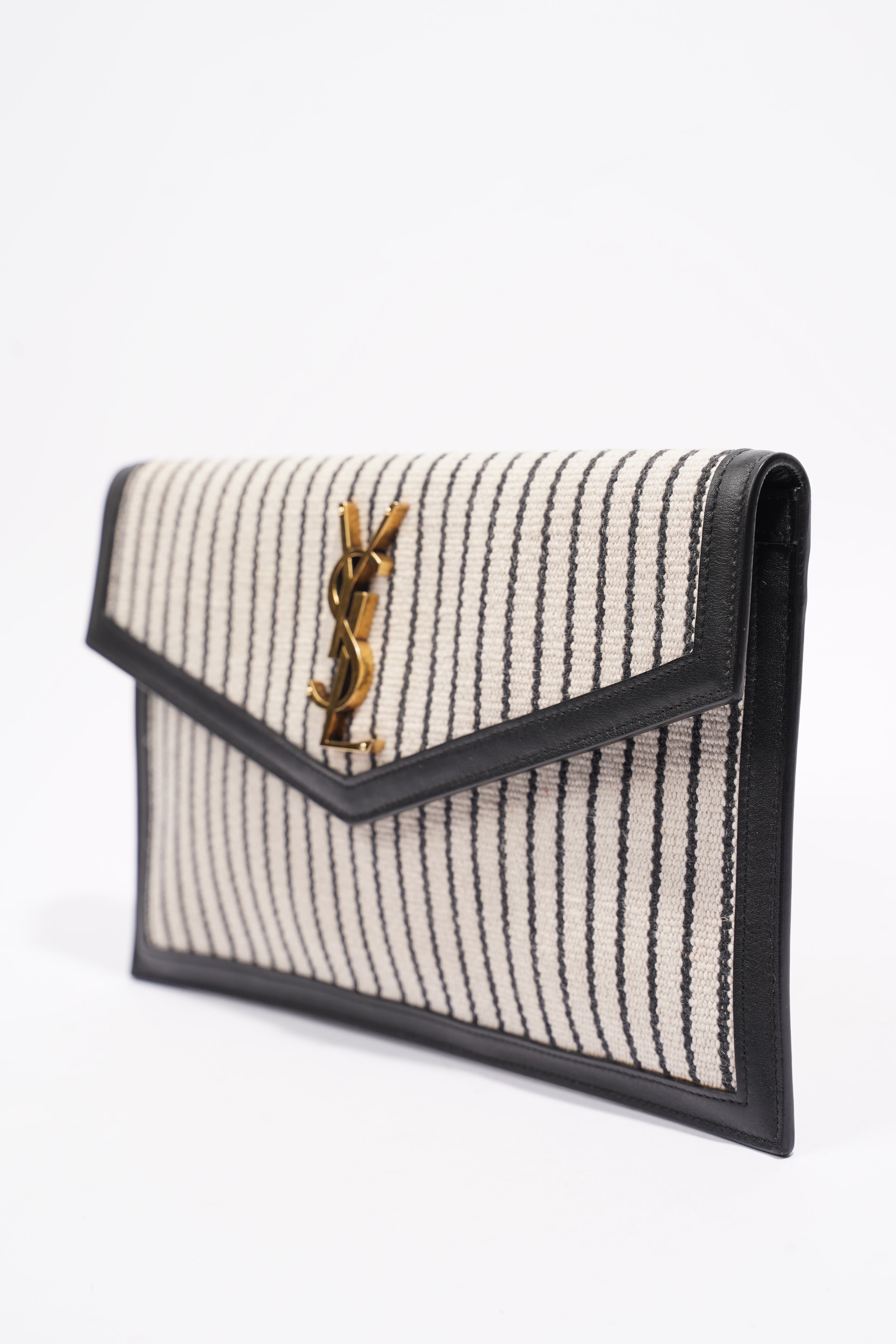 Saint Laurent Uptown Pouch Beige / Black Canvas
