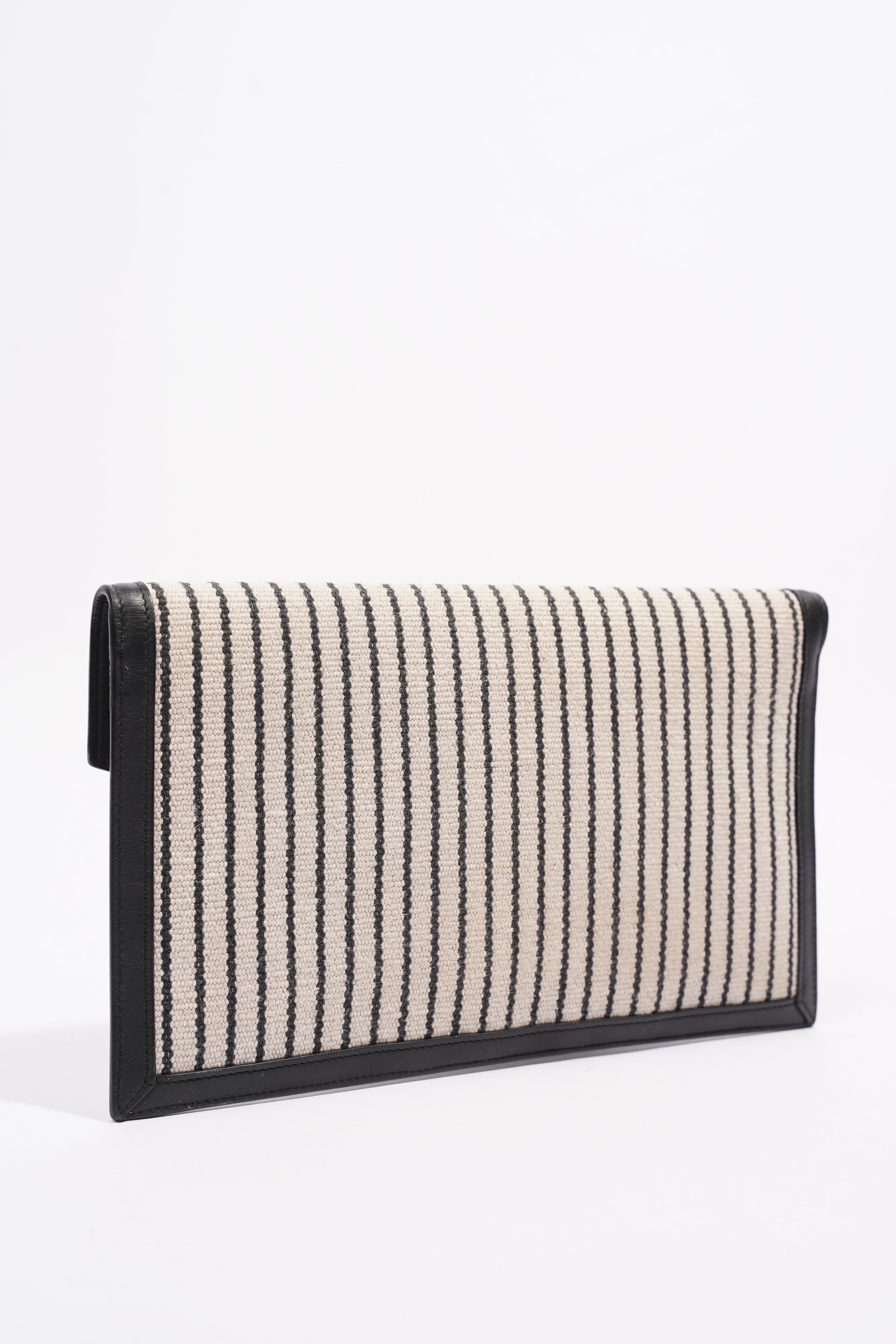 Saint Laurent Uptown Pouch Beige / Black Canvas
