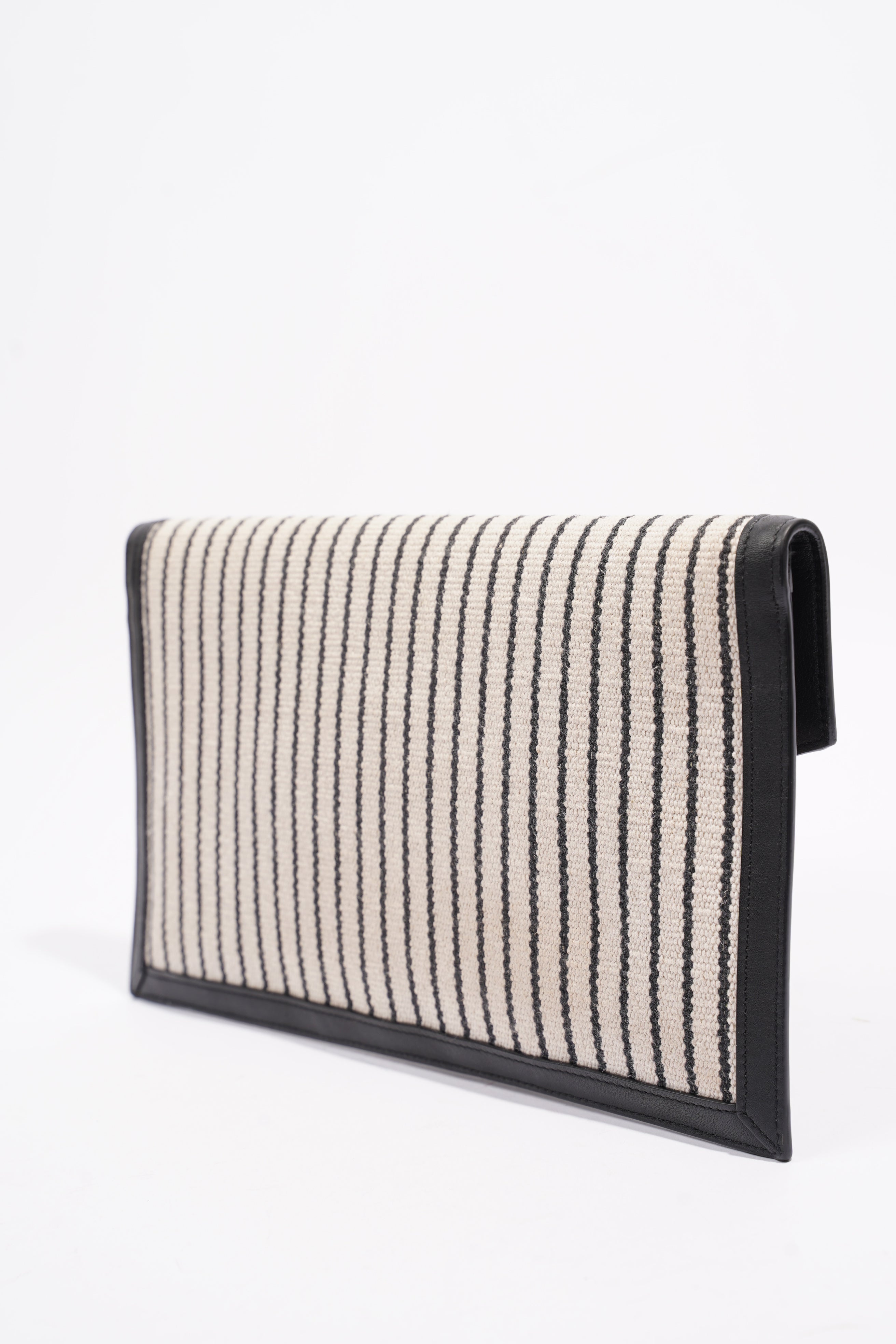 Saint Laurent Uptown Pouch Beige / Black Canvas