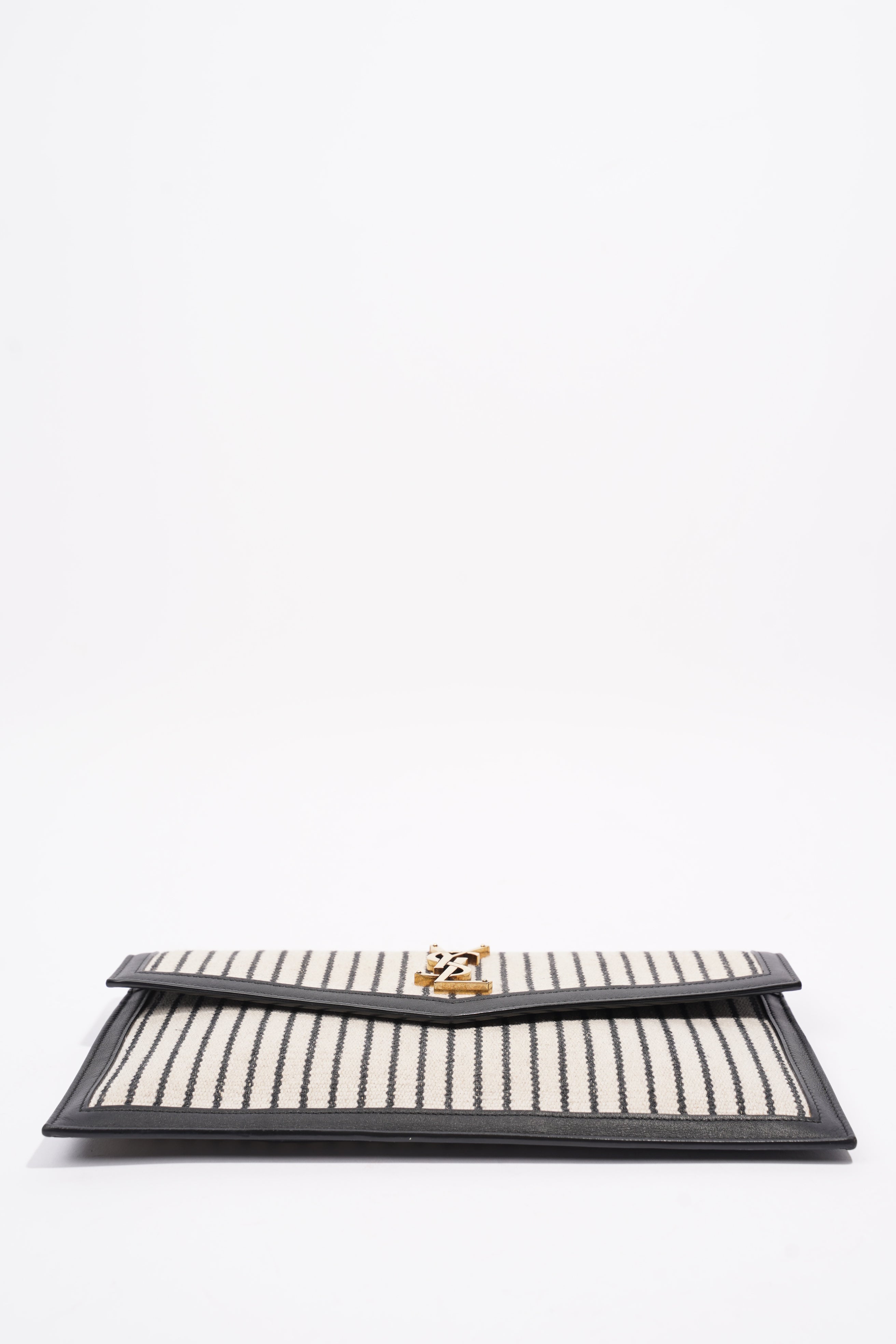 Saint Laurent Uptown Pouch Beige / Black Canvas