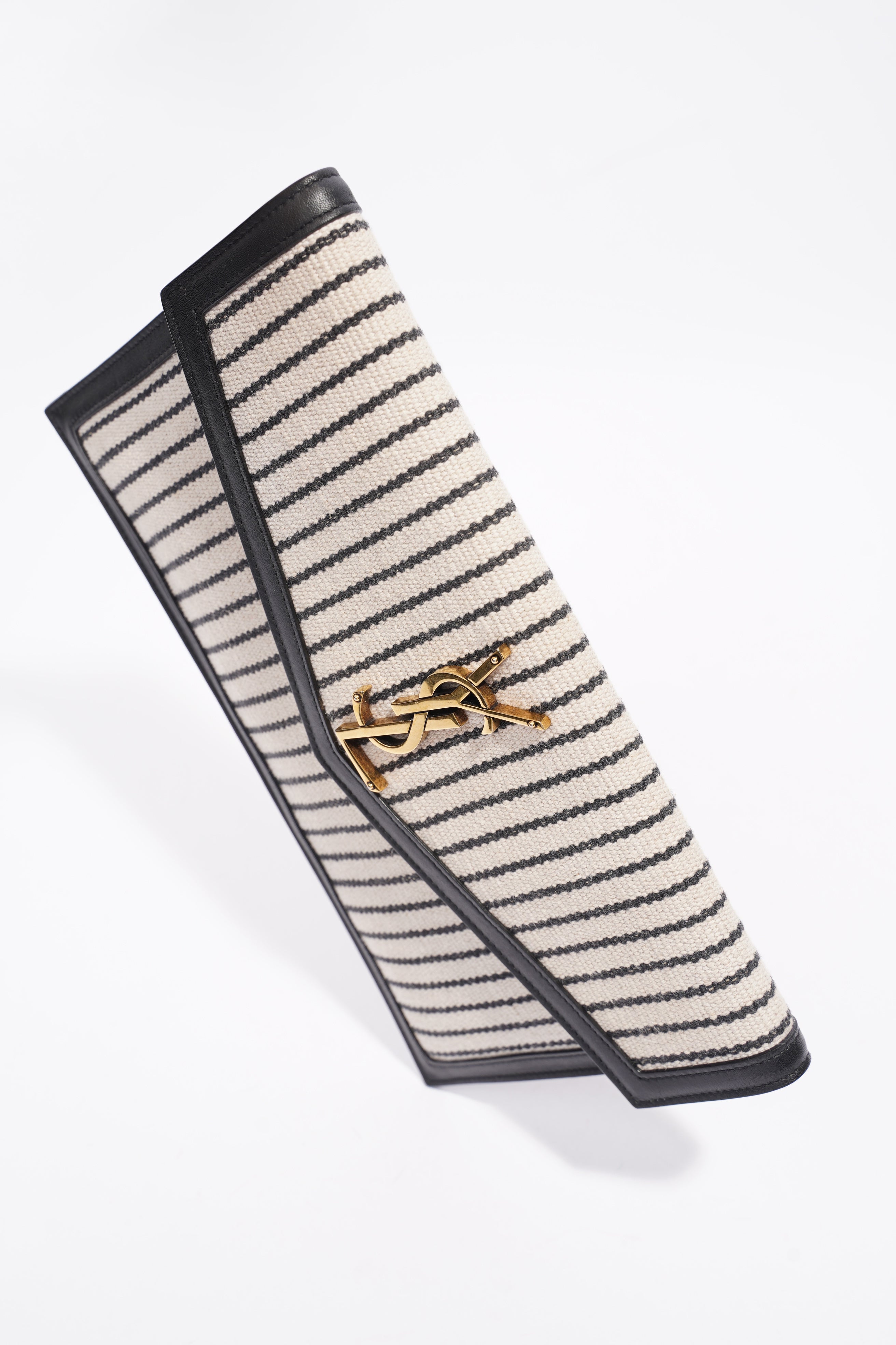 Saint Laurent Uptown Pouch Beige / Black Canvas