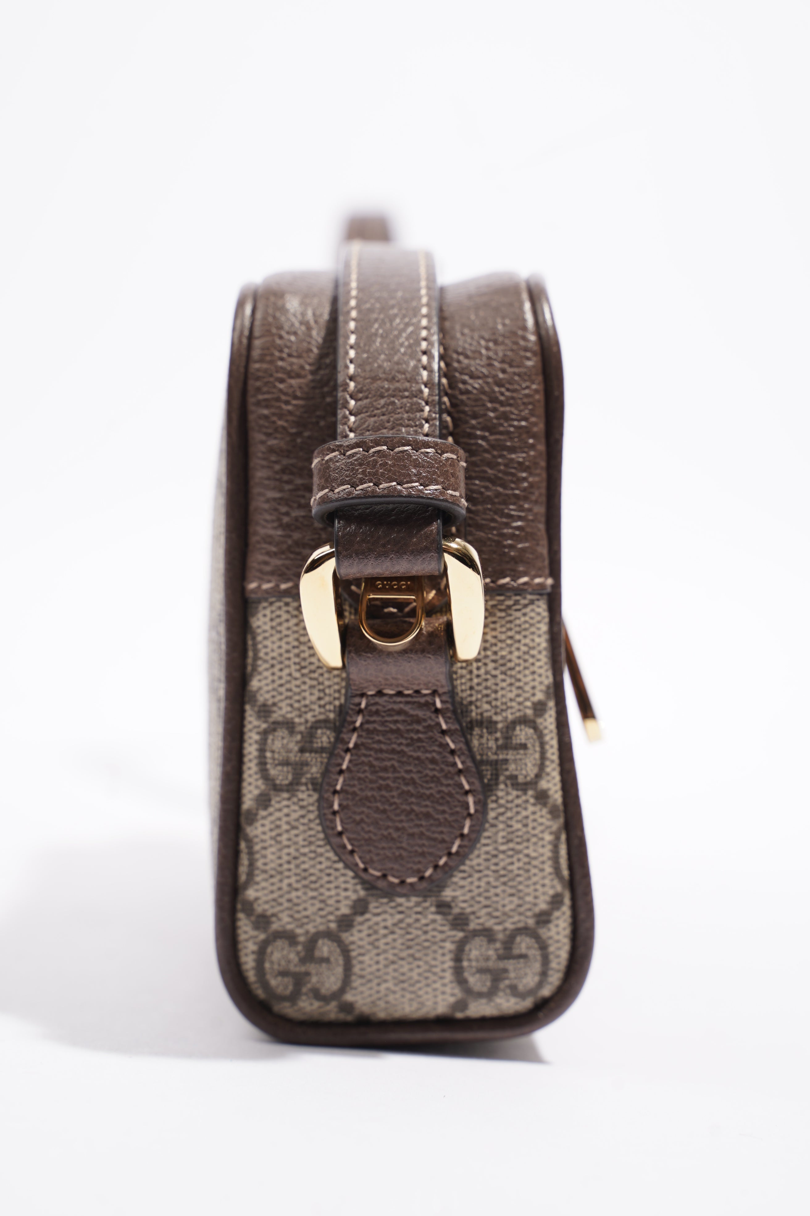 Gucci Ophidia Mini Beige And Ebony GG Supreme / Green And Red Stripe Coated Canvas