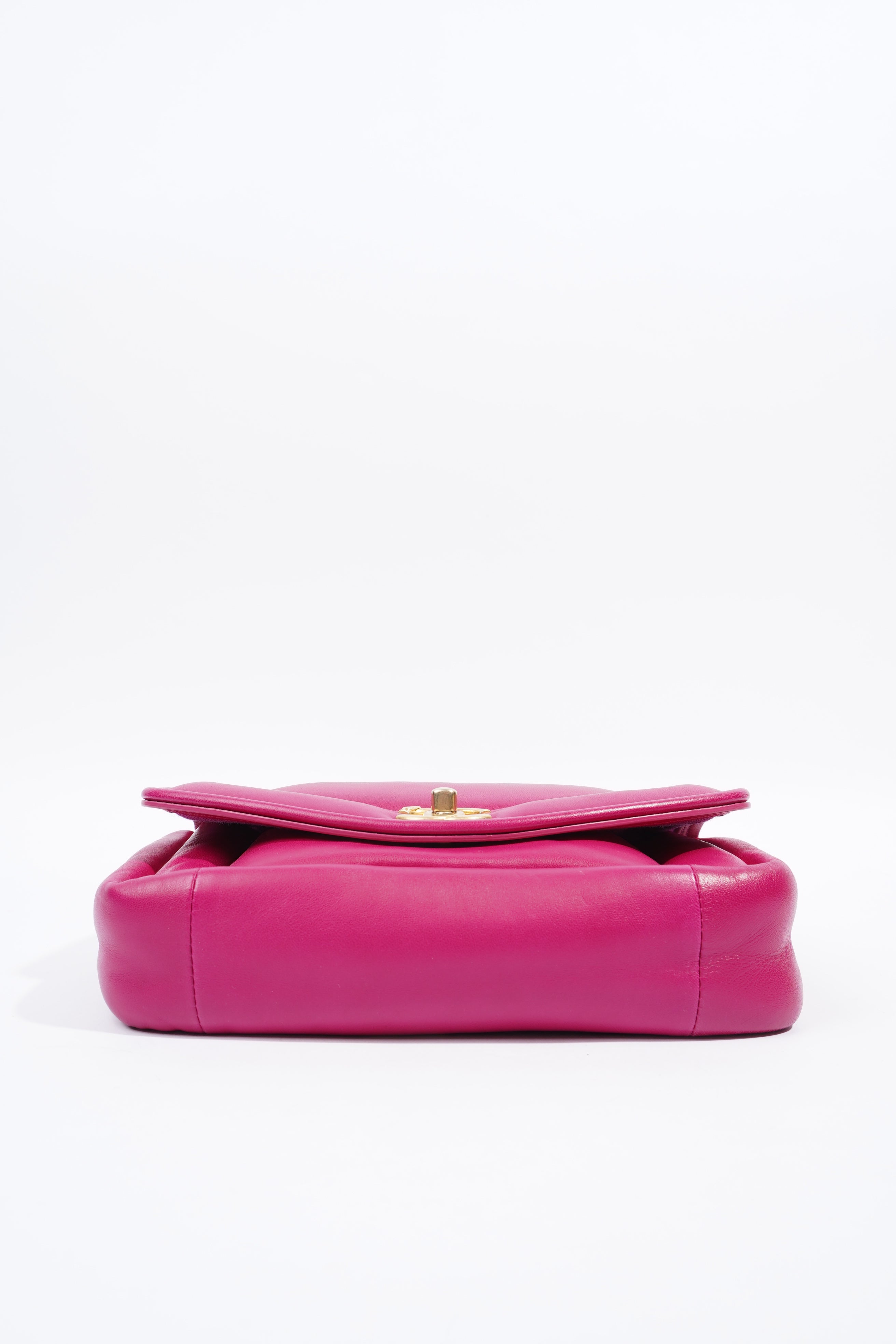 Chanel Border Full Flap  Fuchsia Lambskin Leather Medium