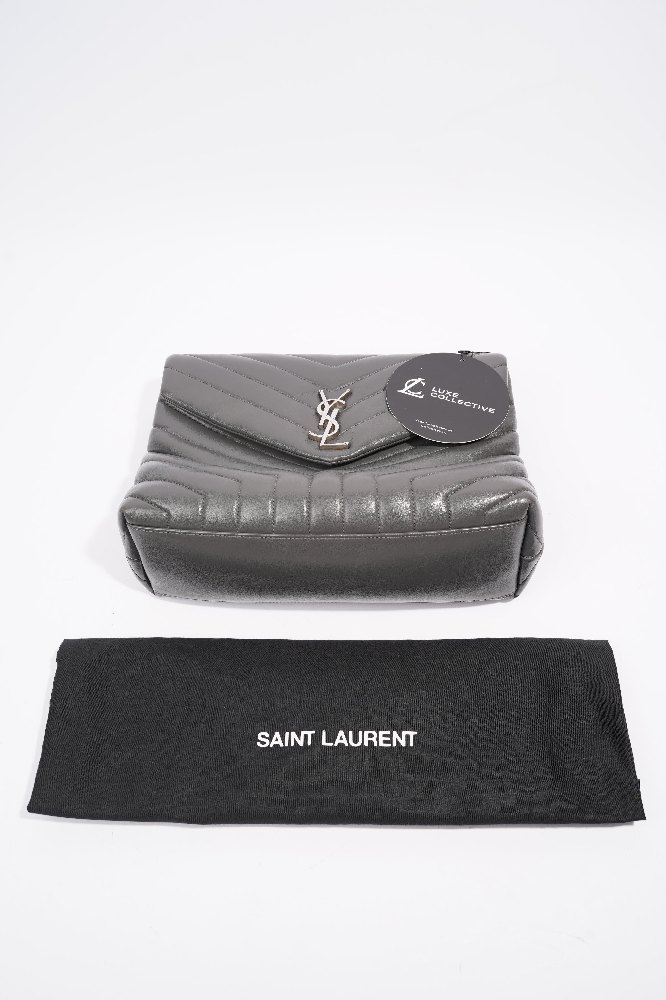 Saint Laurent Lou Lou Grey Leather Medium