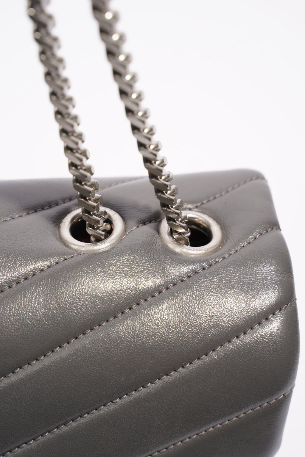 Saint Laurent Lou Lou Grey Leather Medium