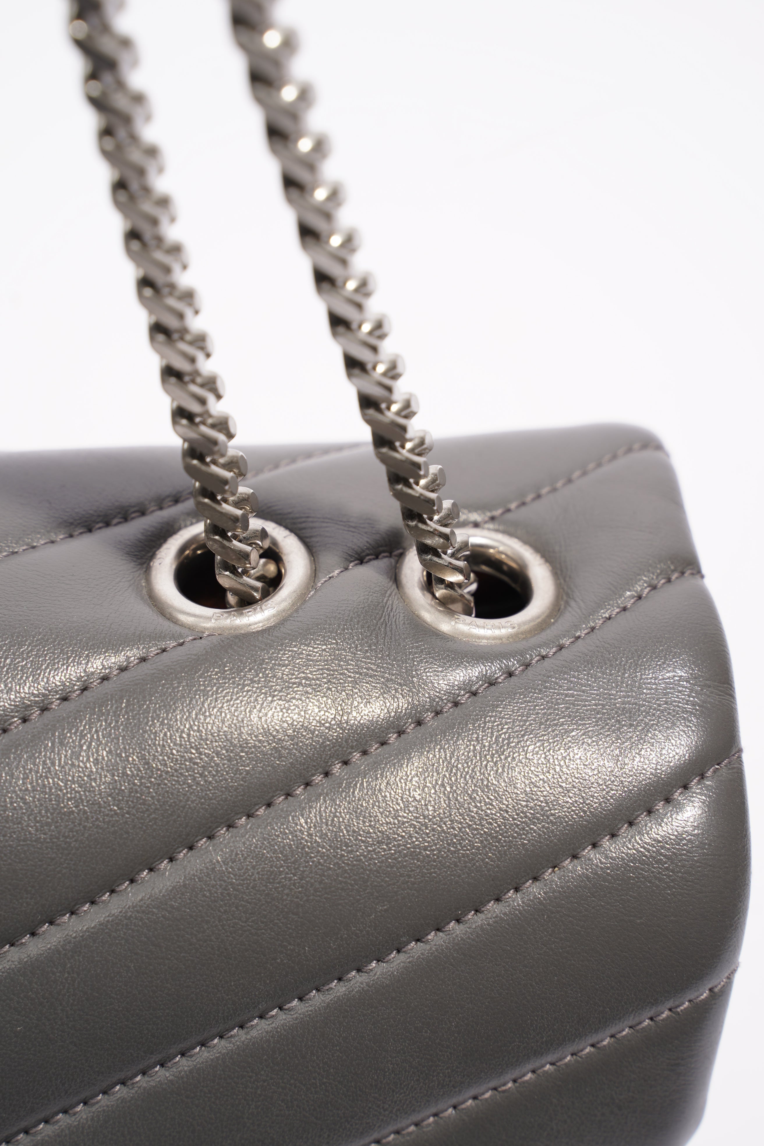 Saint Laurent Lou Lou Grey Leather Medium