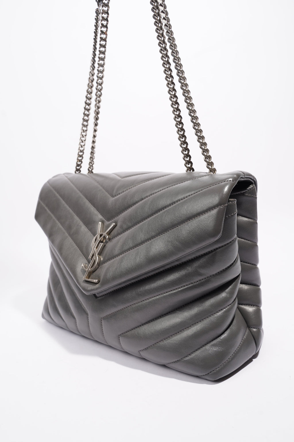 Saint Laurent Lou Lou Grey Leather Medium