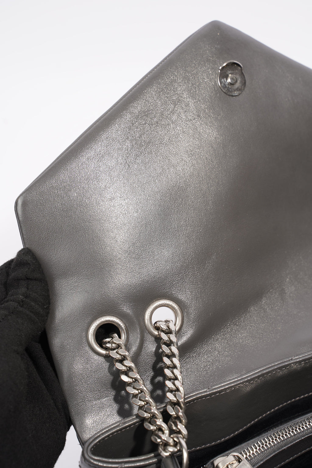 Saint Laurent Lou Lou Grey Leather Medium