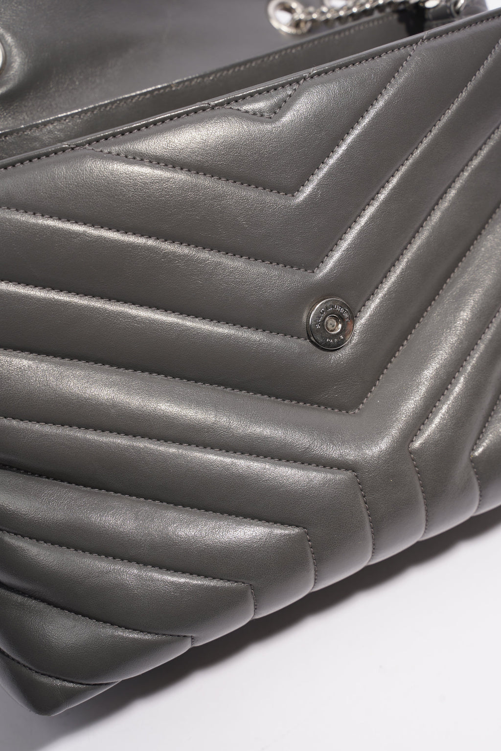 Saint Laurent Lou Lou Grey Leather Medium
