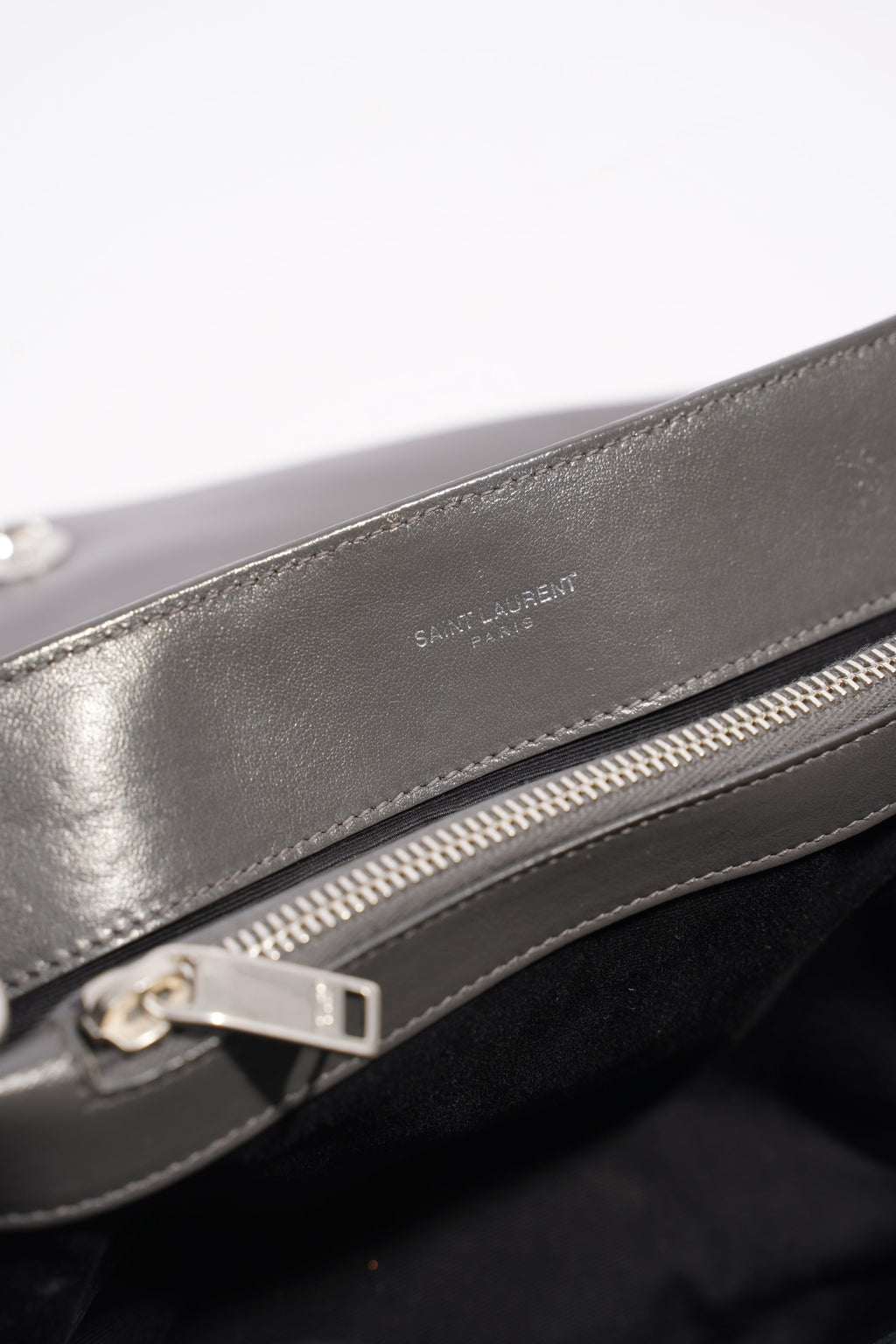 Saint Laurent Lou Lou Grey Leather Medium