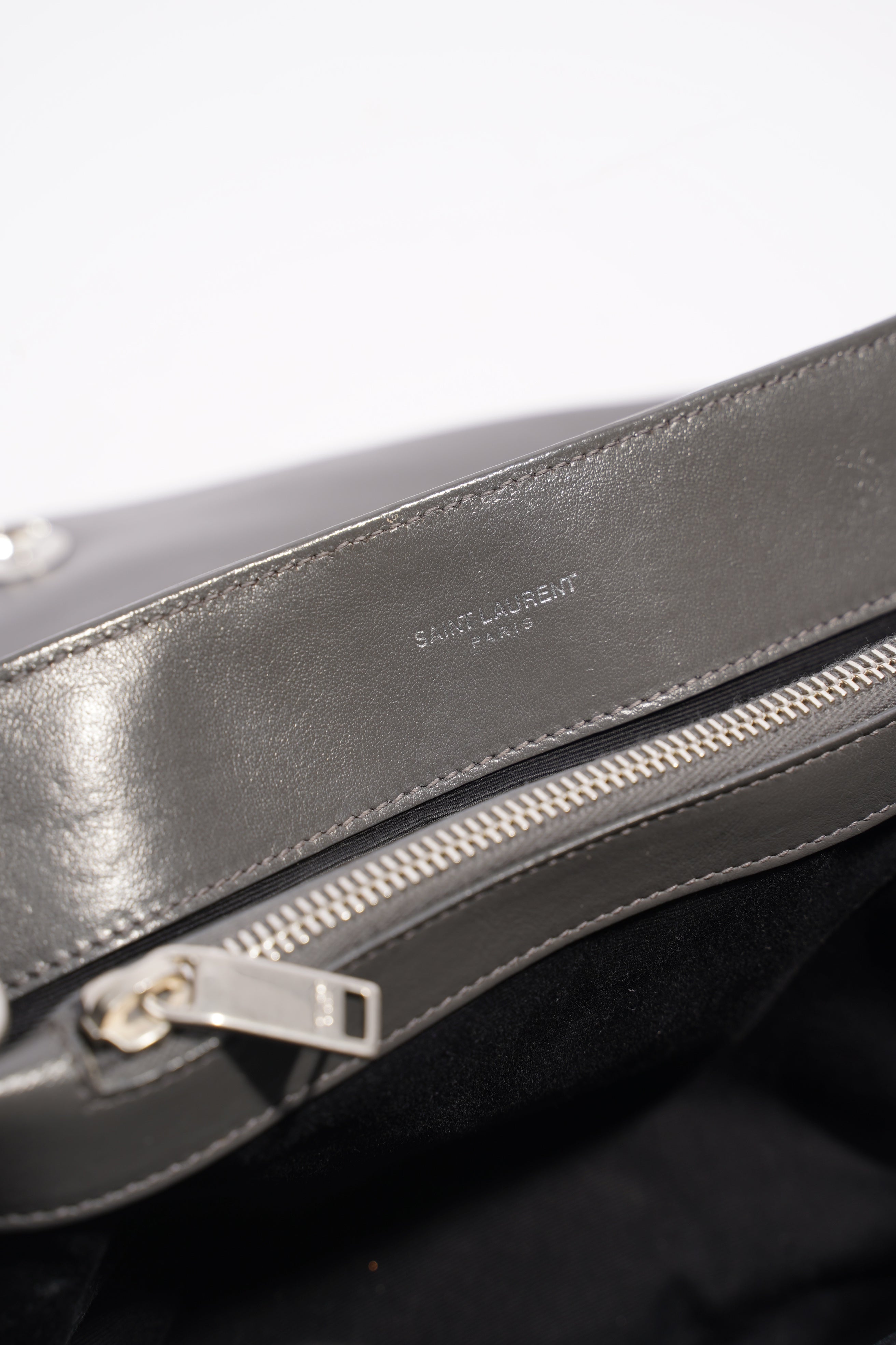 Saint Laurent Lou Lou Grey Leather Medium