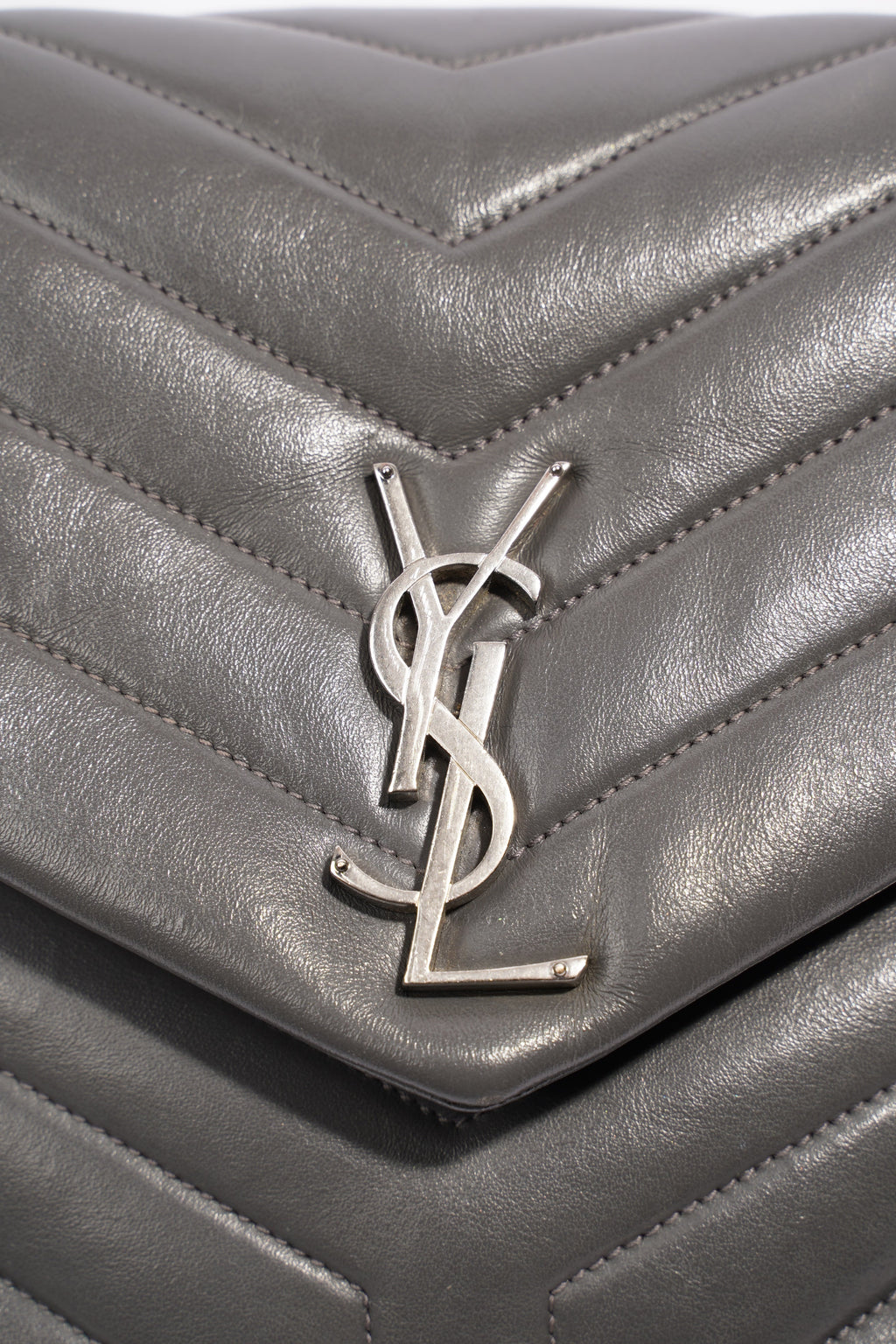 Saint Laurent Lou Lou Grey Leather Medium