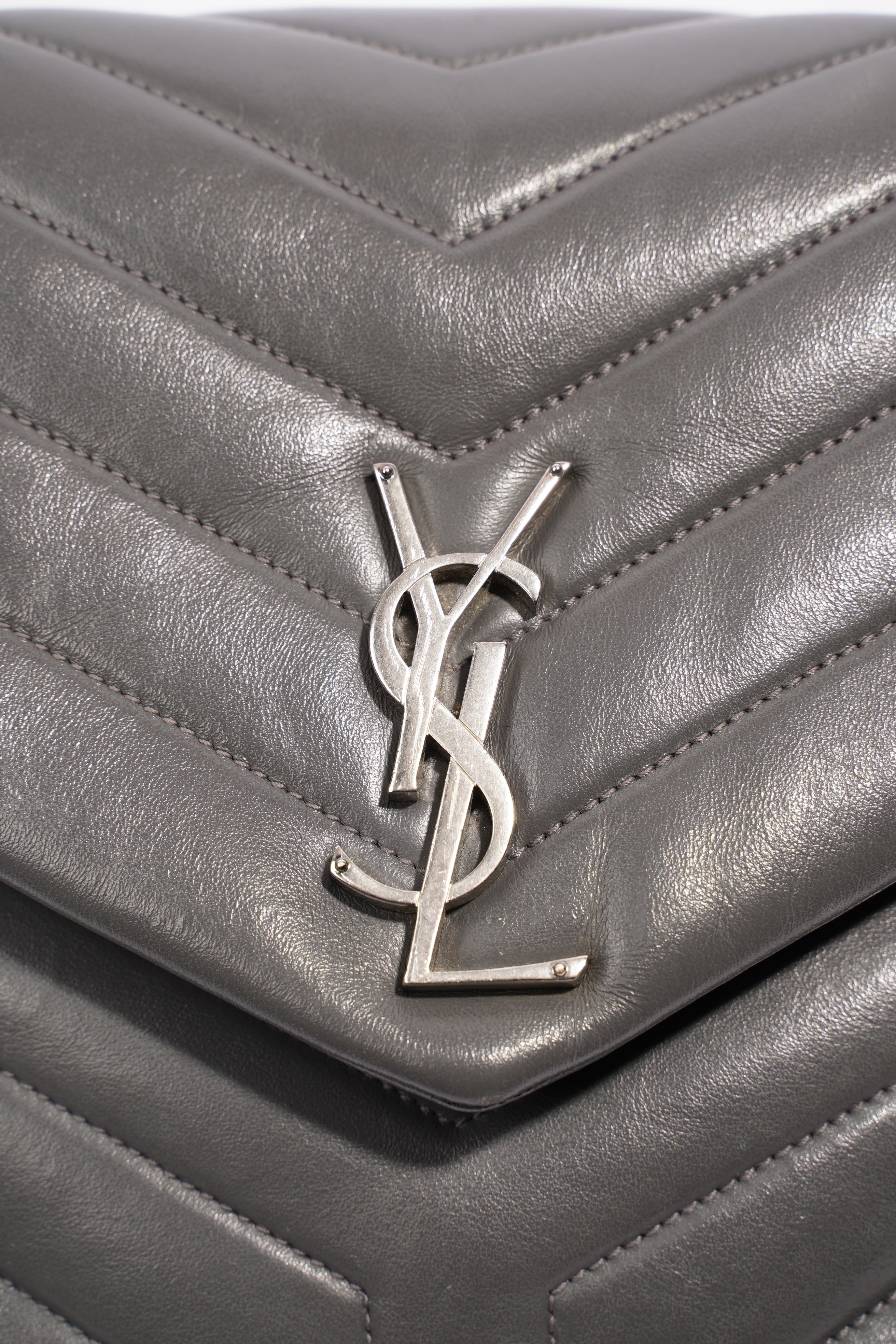 Saint Laurent Lou Lou Grey Leather Medium