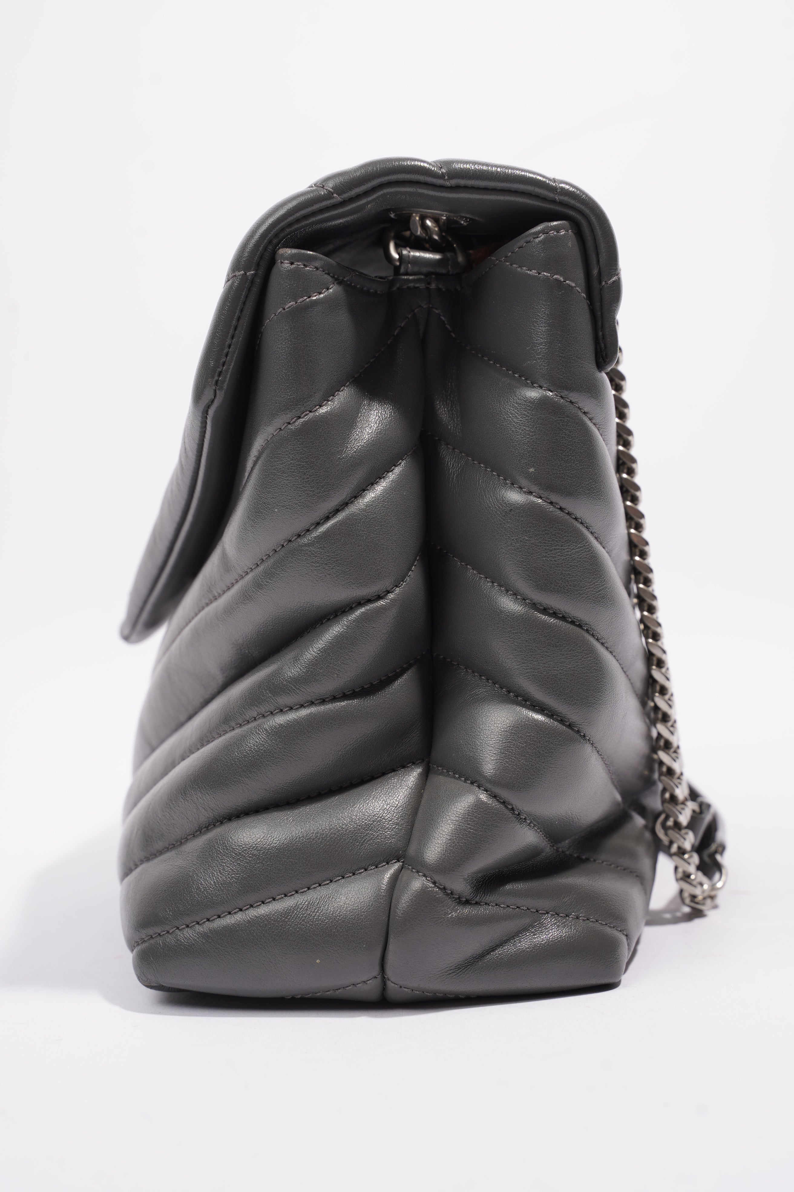 Saint Laurent Lou Lou Grey Leather Medium