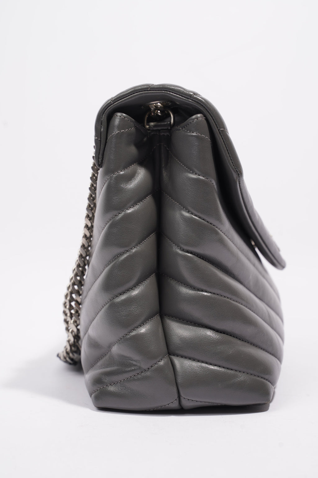 Saint Laurent Lou Lou Grey Leather Medium